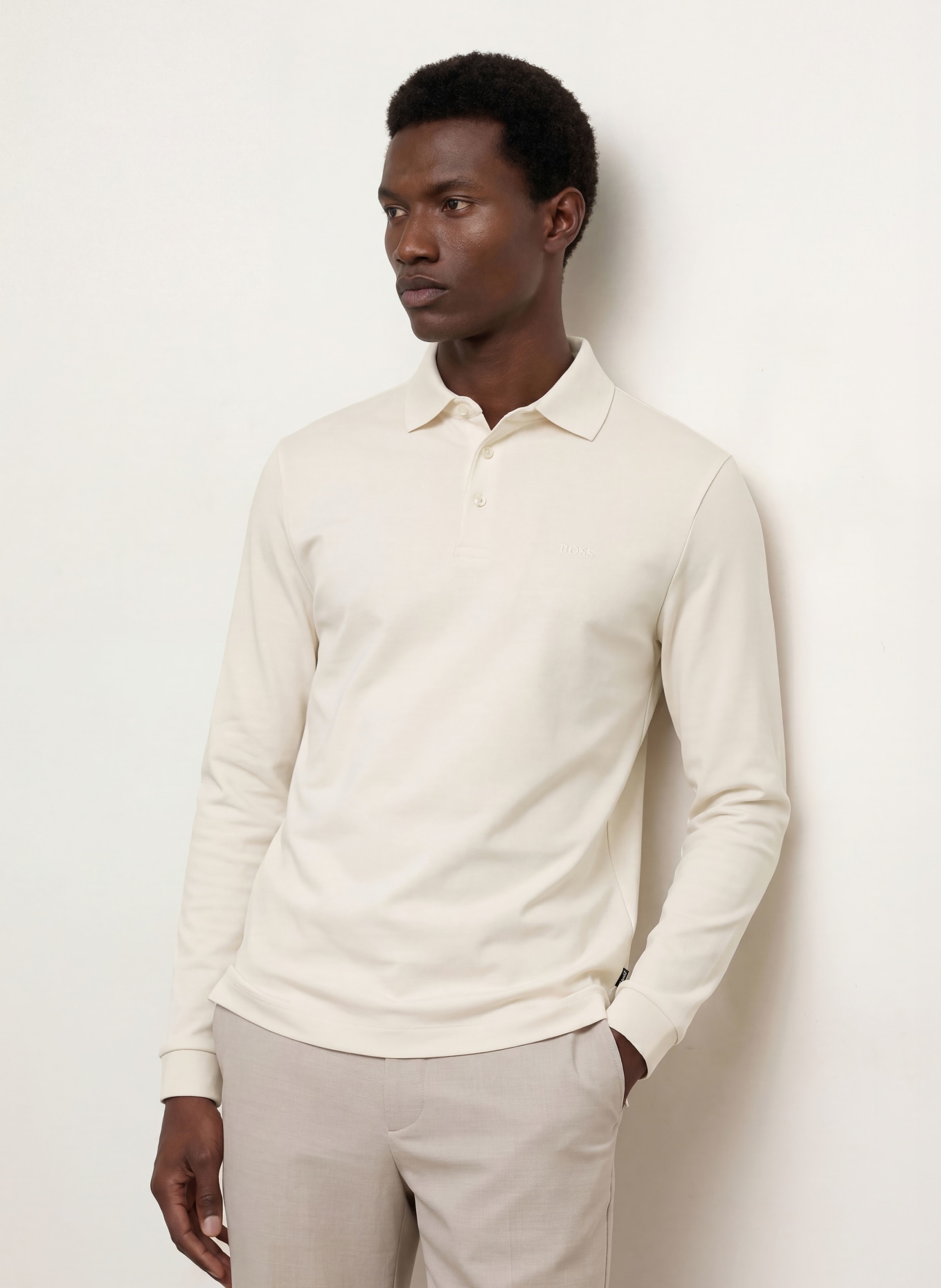BOSS Polo en jersey PADO: CRÈME