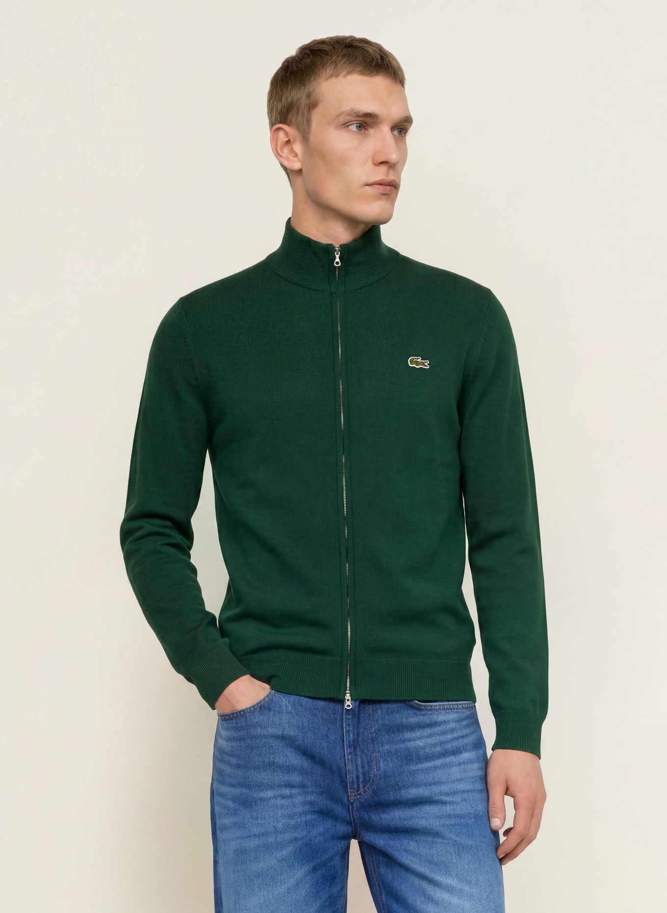 LACOSTE cardigan: DARK GREEN