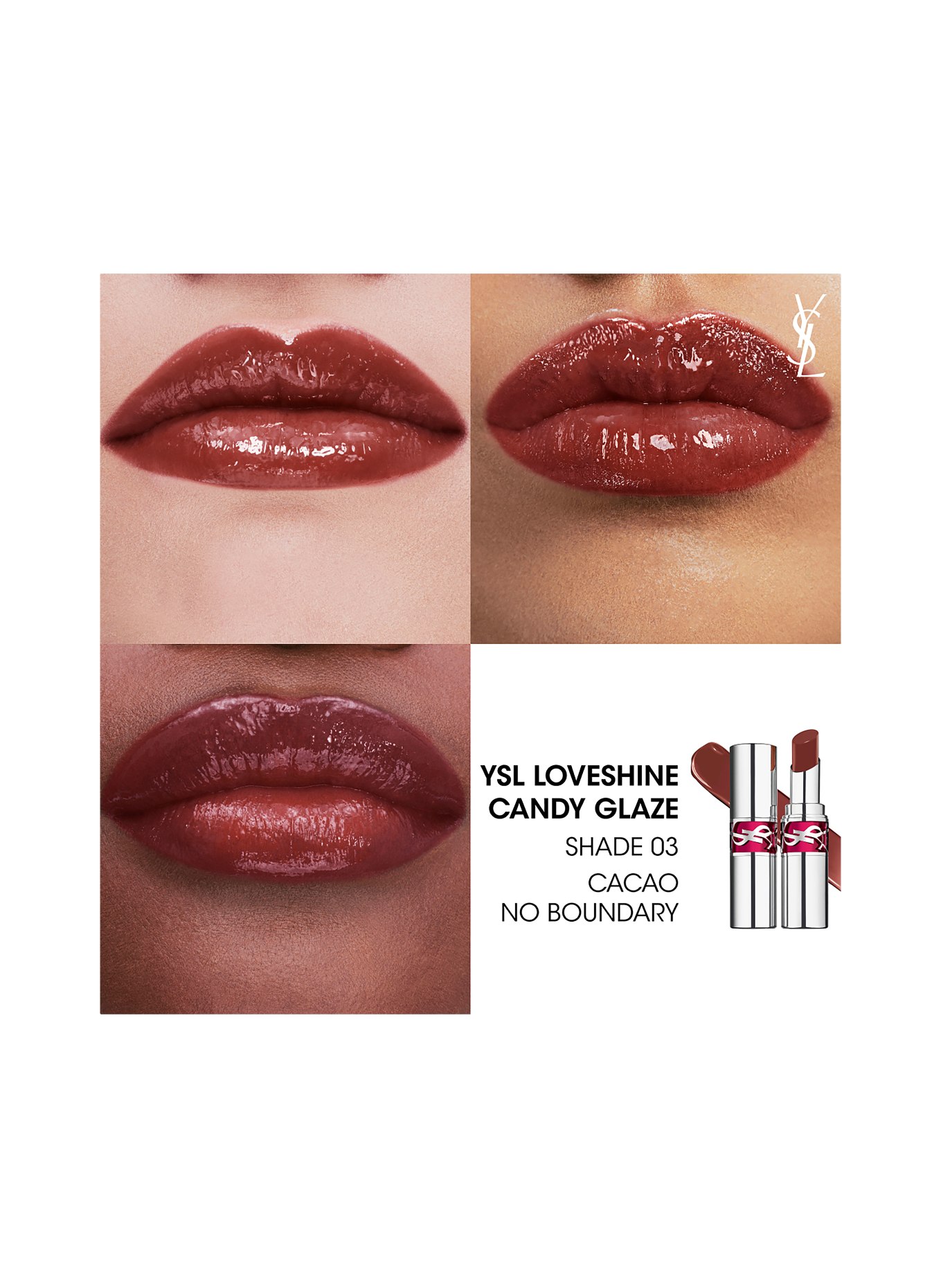 YVES SAINT LAURENT BEAUTÉ LOVESHINE CANDY GLAZE: 3 CACAO NO BOUNDARY