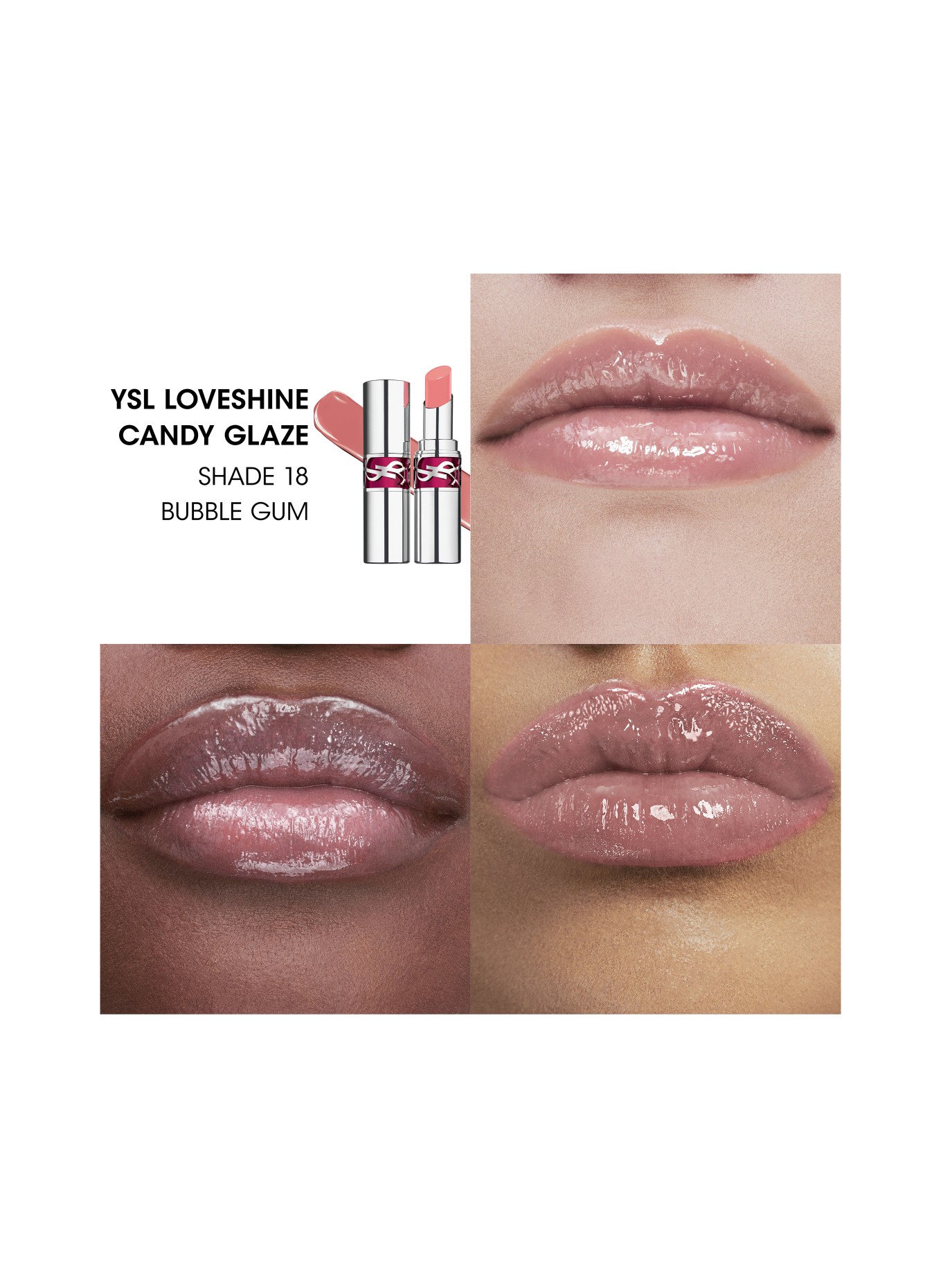 YVES SAINT LAURENT BEAUTÉ LOVESHINE CANDY GLAZE: 18 BUBBLE GUM
