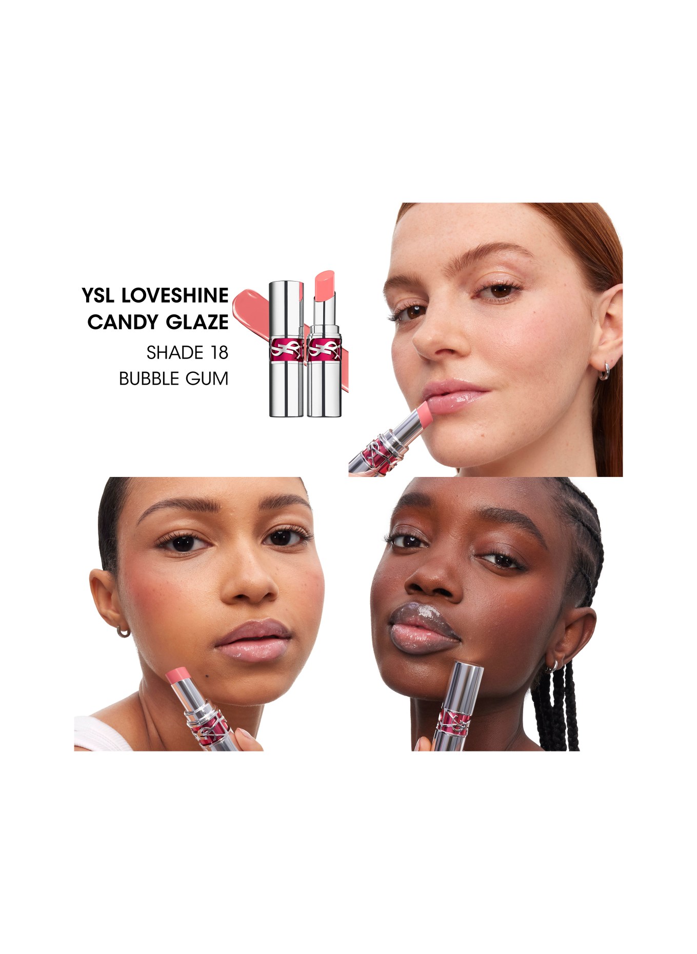 YVES SAINT LAURENT BEAUTÉ LOVESHINE CANDY GLAZE: 18 BUBBLE GUM