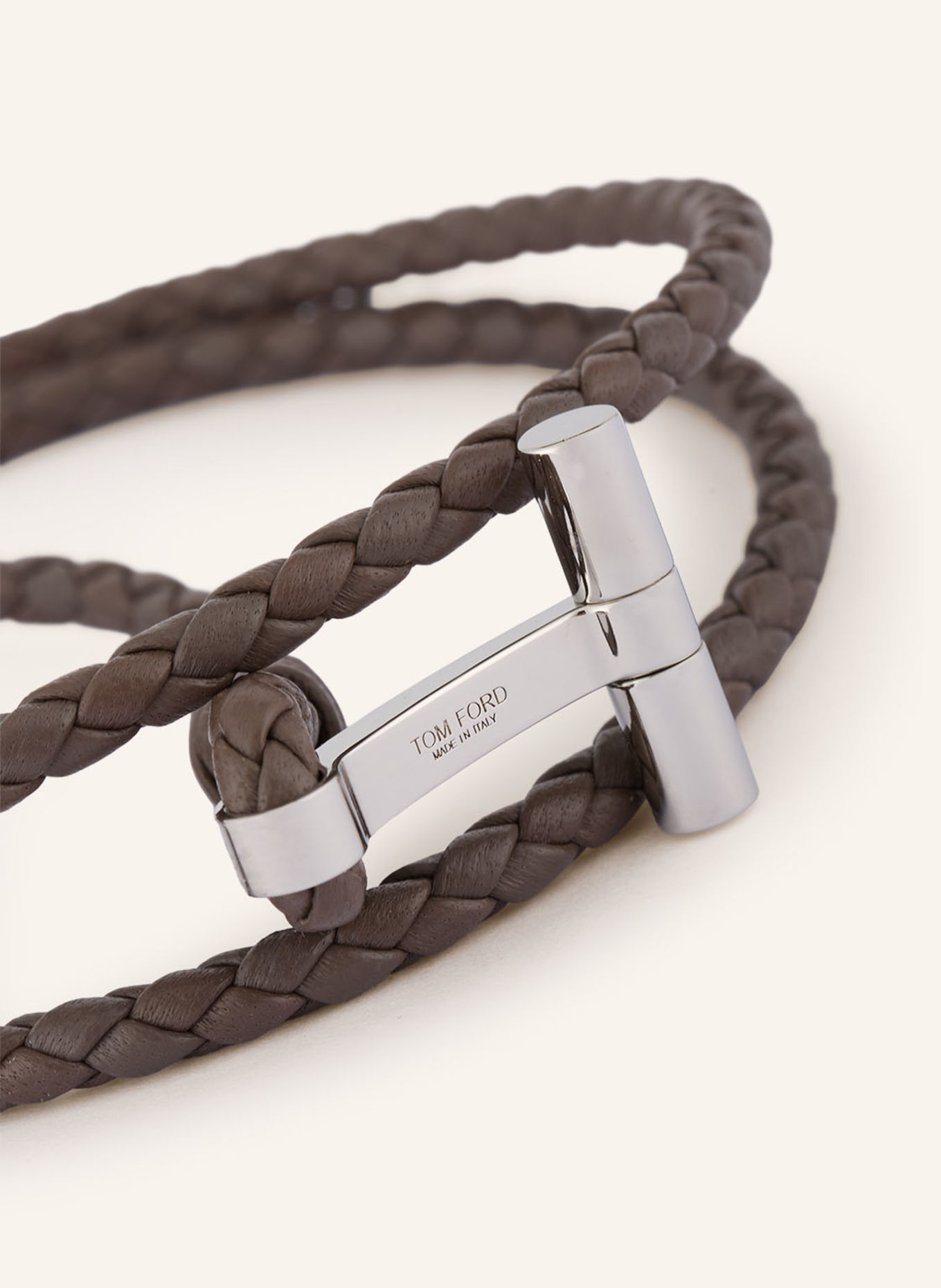 TOM FORD læderrem: BRUN / SØLV