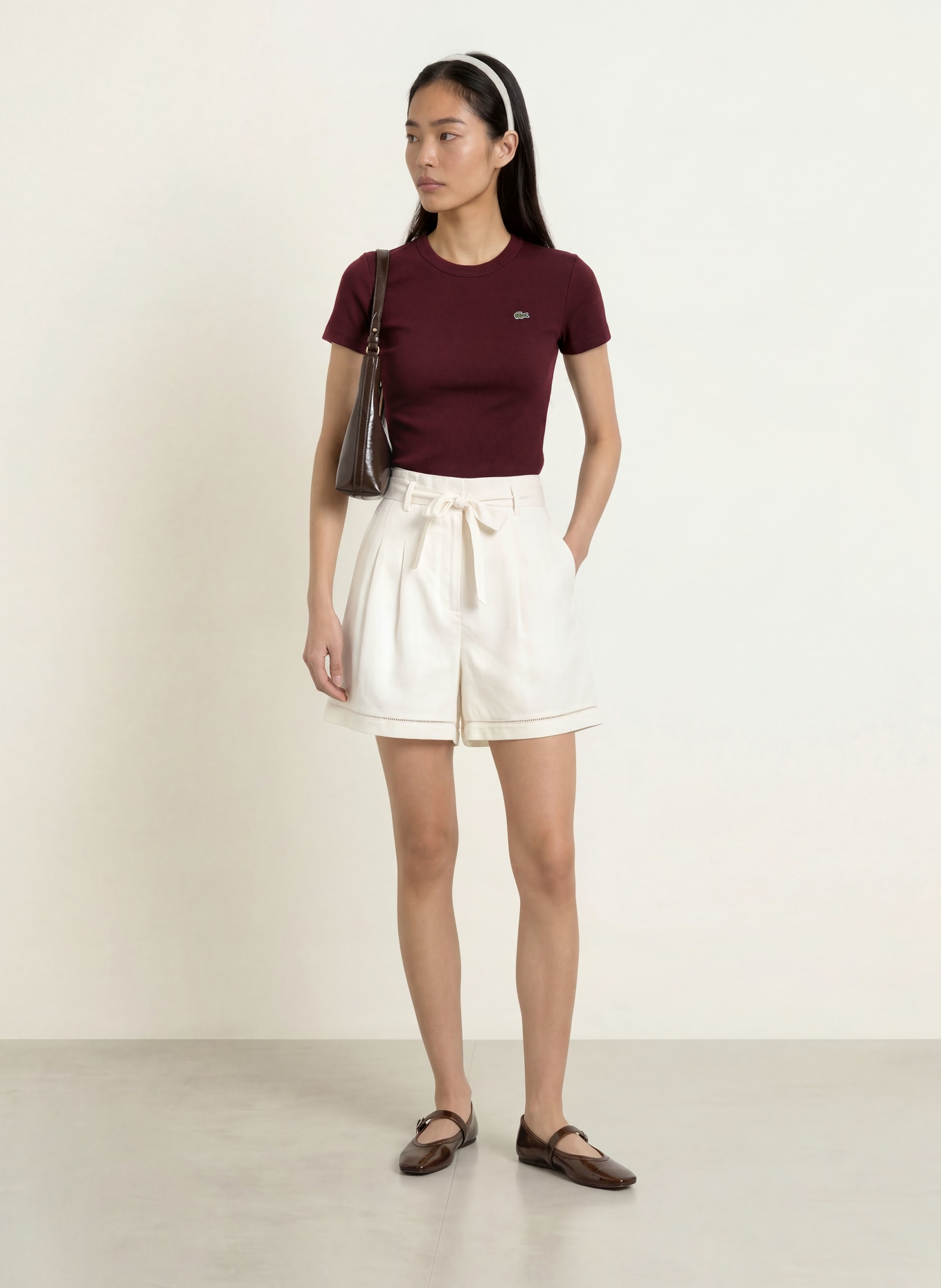 LACOSTE T-shirt: CIEMNOCZERWONY