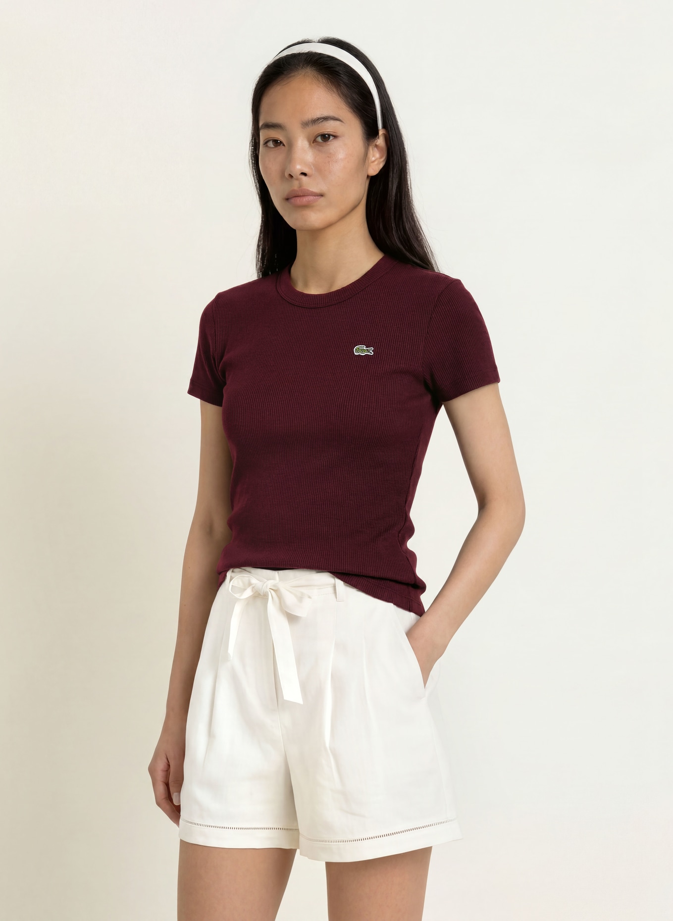 LACOSTE T-shirt: CIEMNOCZERWONY
