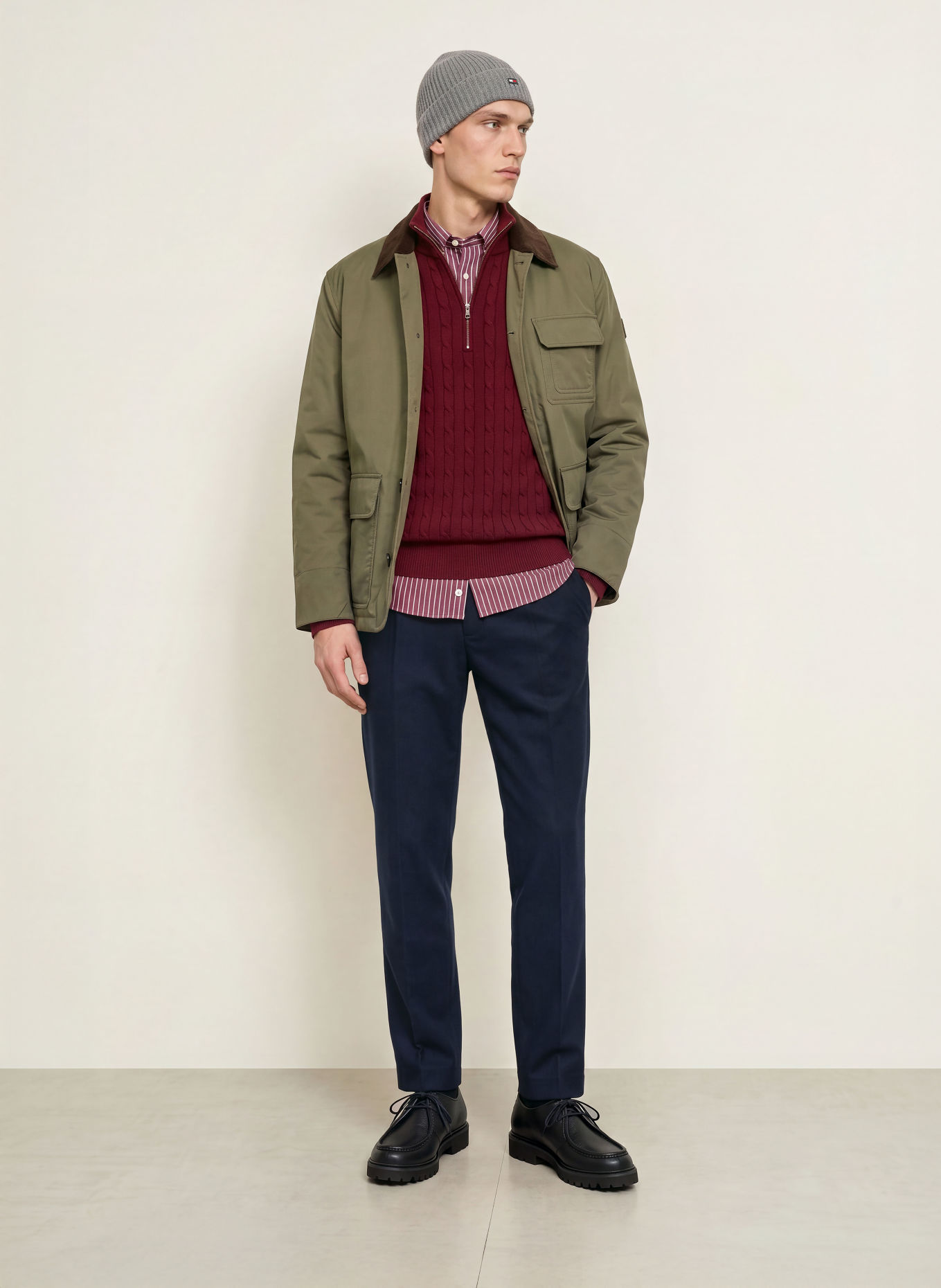 TOMMY HILFIGER Half-zip sweater: DARK RED