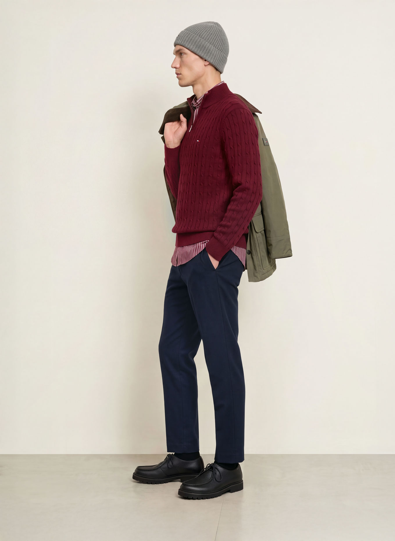 TOMMY HILFIGER Half-zip sweater: DARK RED