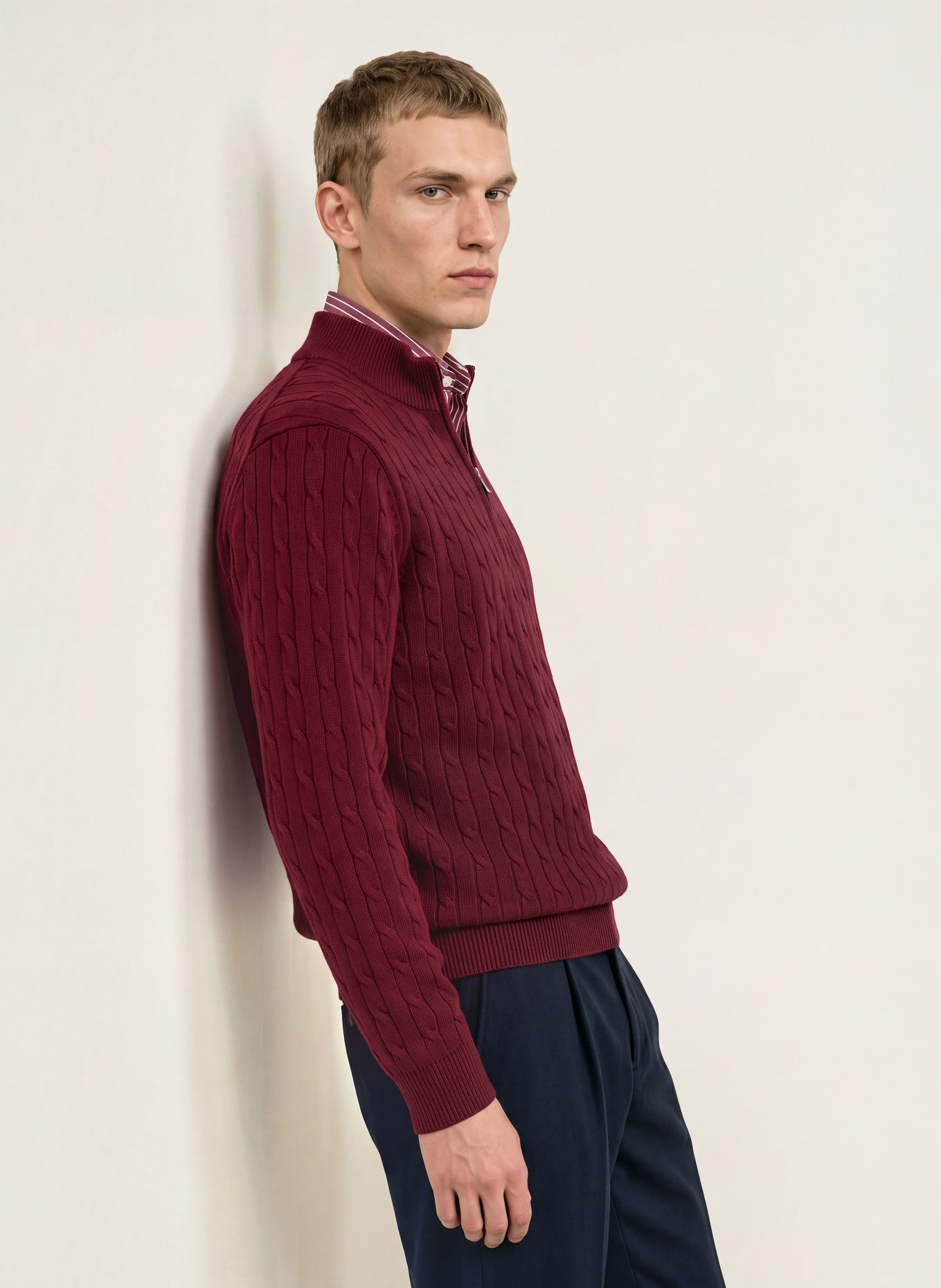 TOMMY HILFIGER Half-zip sweater: DARK RED