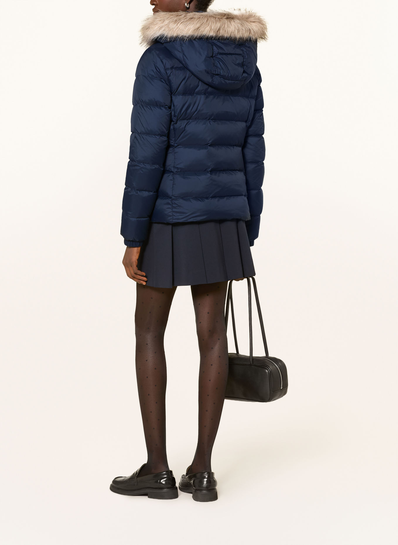 TOMMY JEANS Donsjack met afneembare kunstbontkraag: DONKERBLAUW / LICHTBRUIN