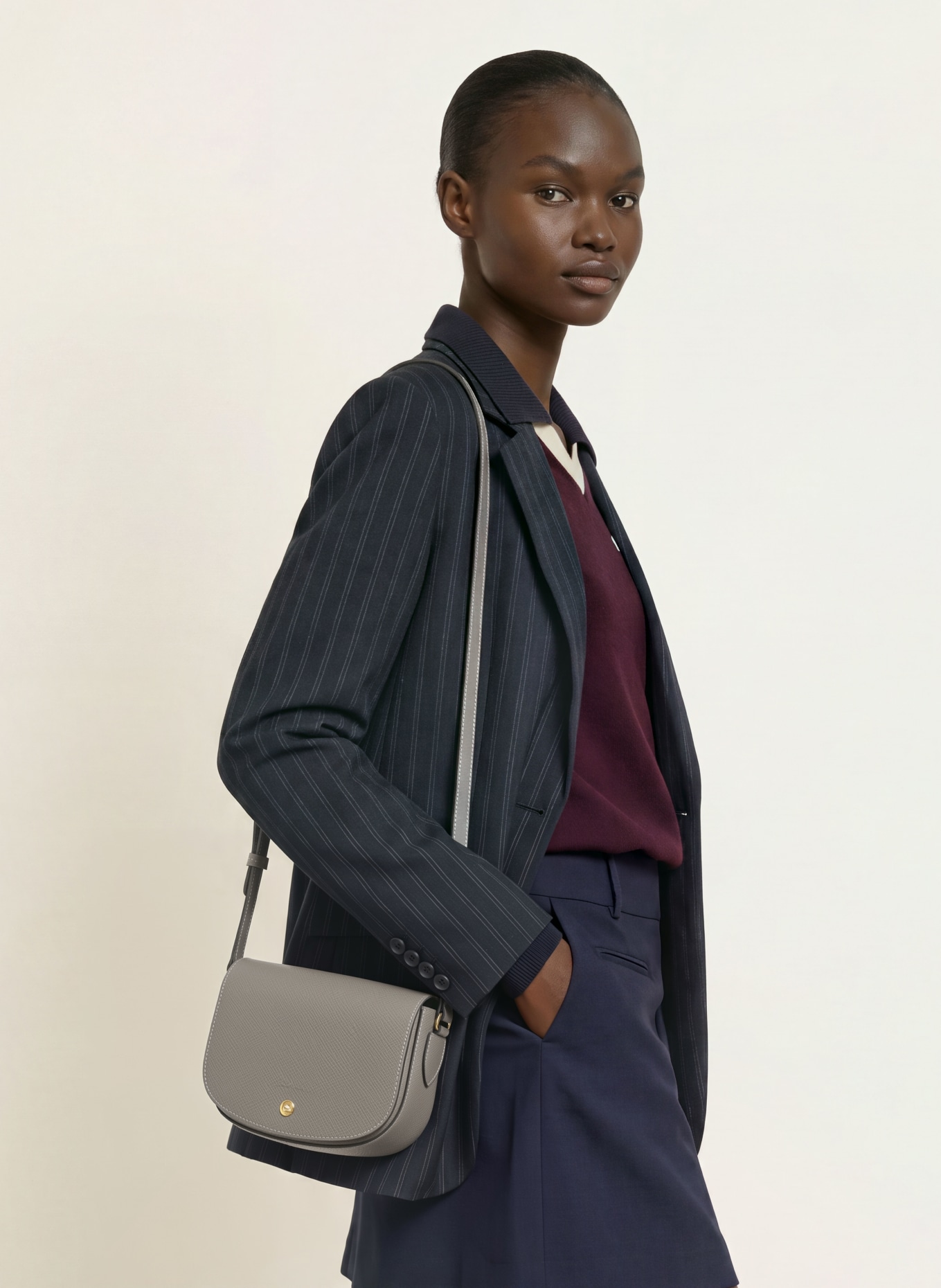 LONGCHAMP Umhängetasche ÉPURE: GRAU / GOLD