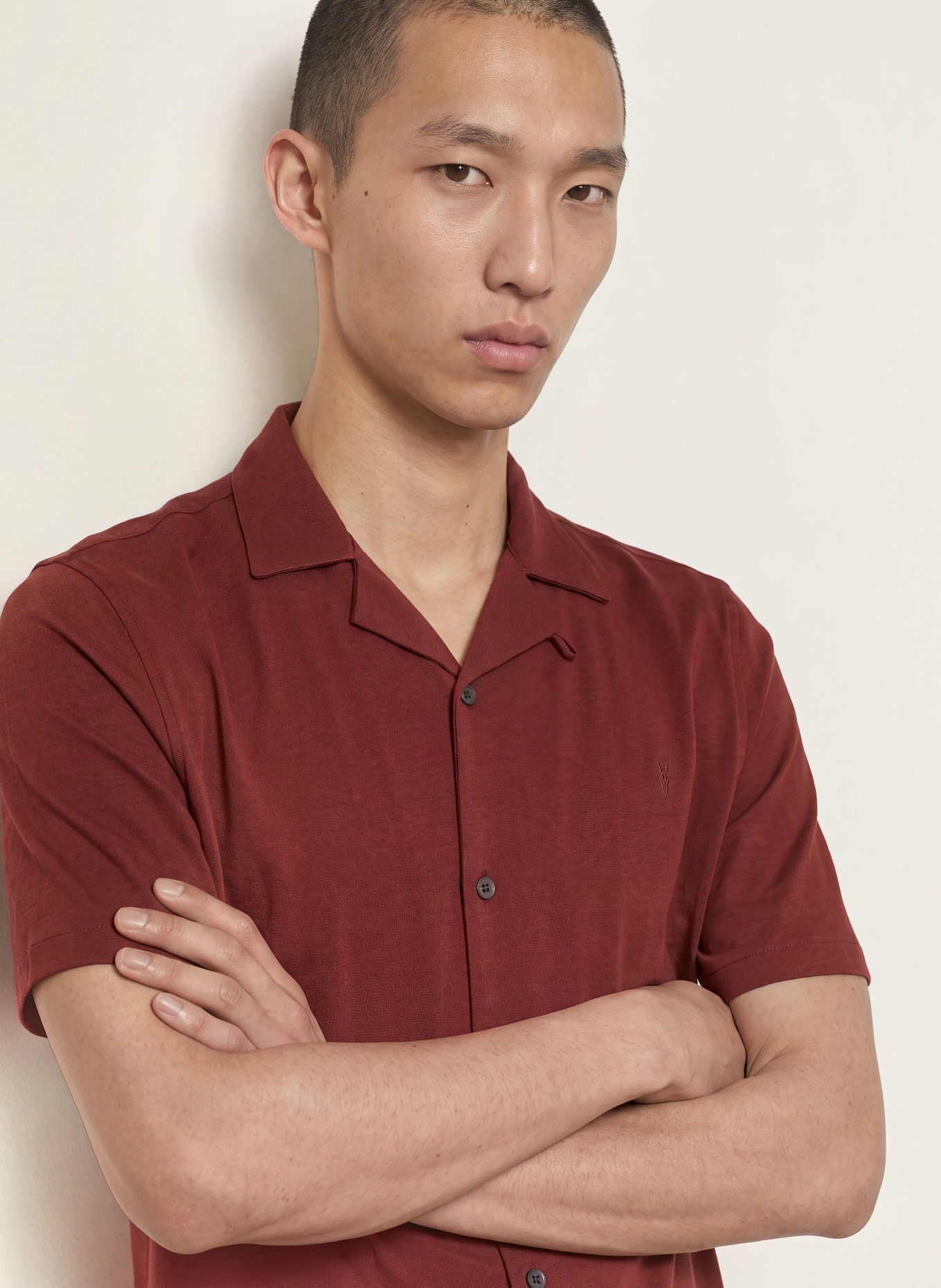 ALLSAINTS Resorthemd HUDSON Relaxed Fit: DUNKELROT