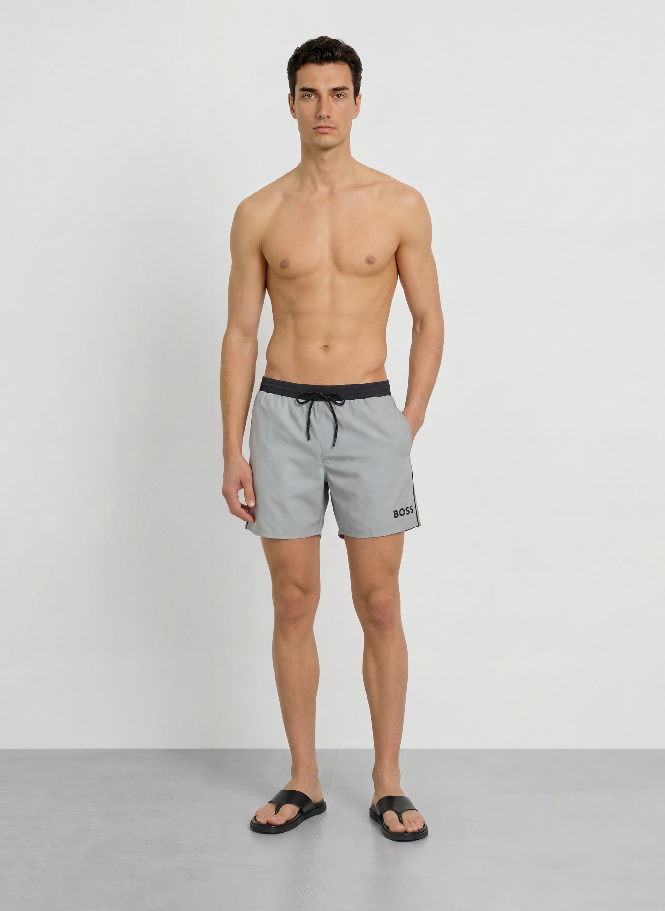 BOSS STARFISH swim shorts: GRAY / BLACK