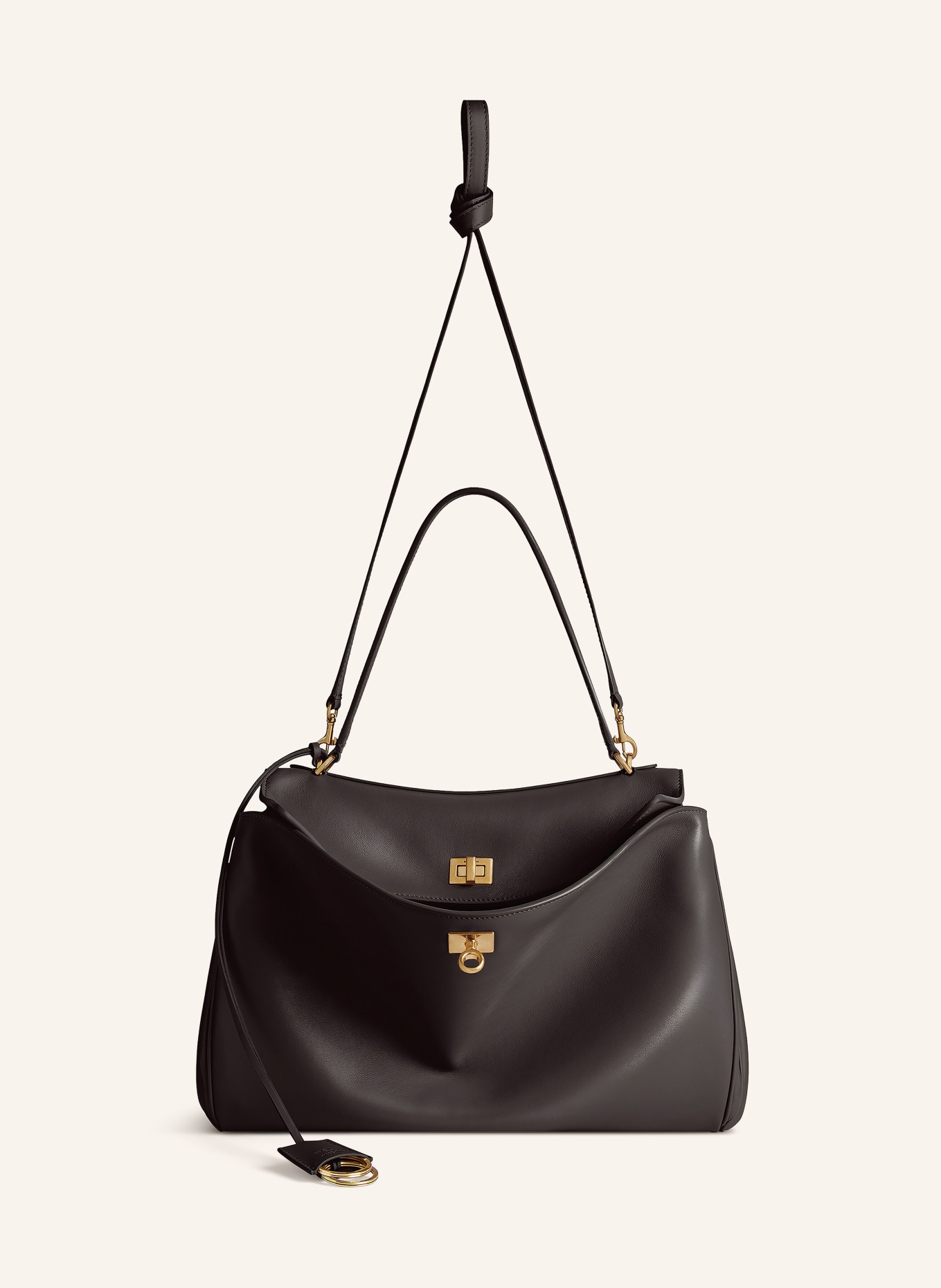 BALENCIAGA Handtasche RODEO MEDIUM: DUNKELBRAUN / GOLD