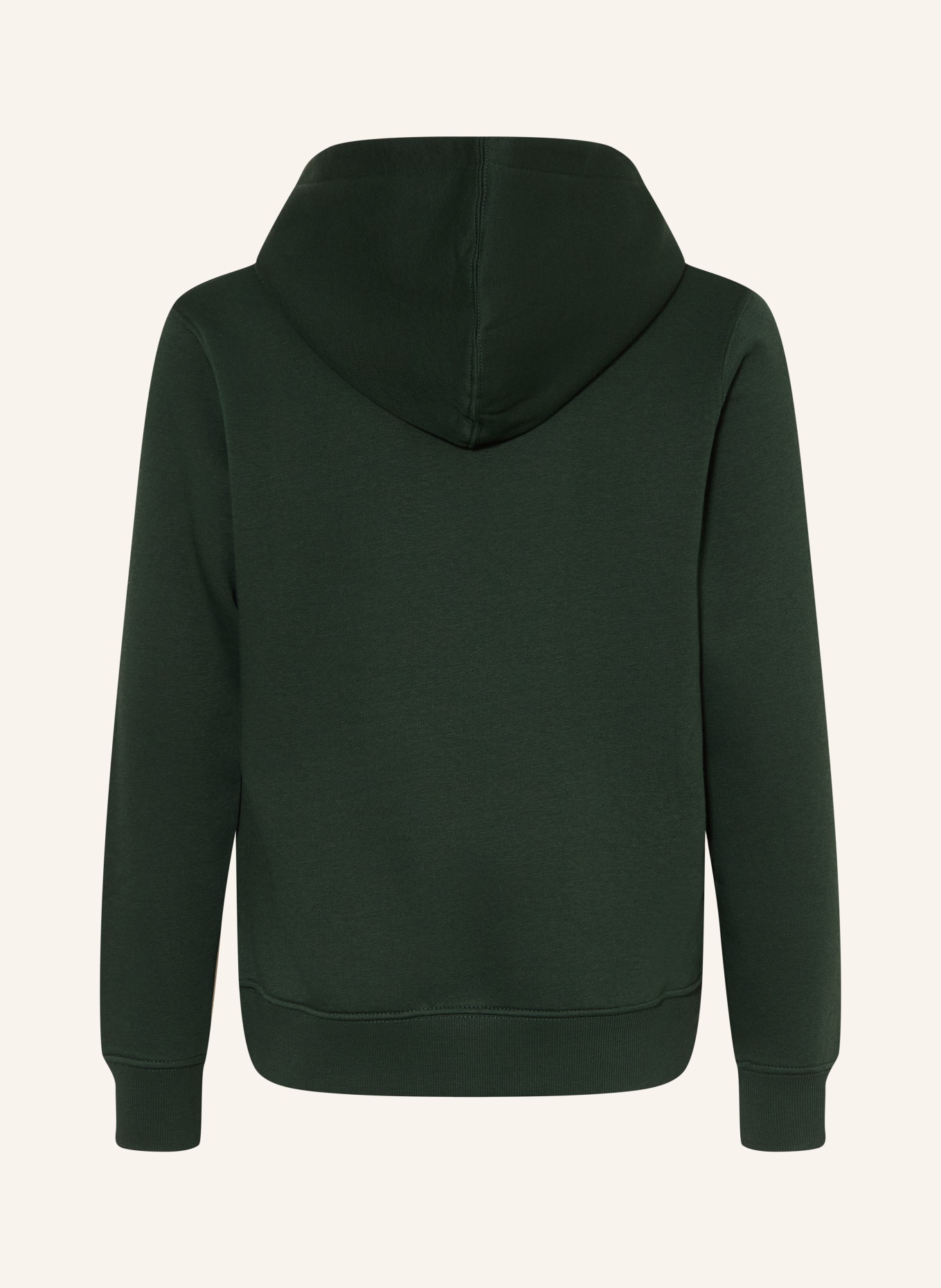 JACK&JONES Mikina s kapucí: TMAVĚ ZELENÁ / BÍLÁ