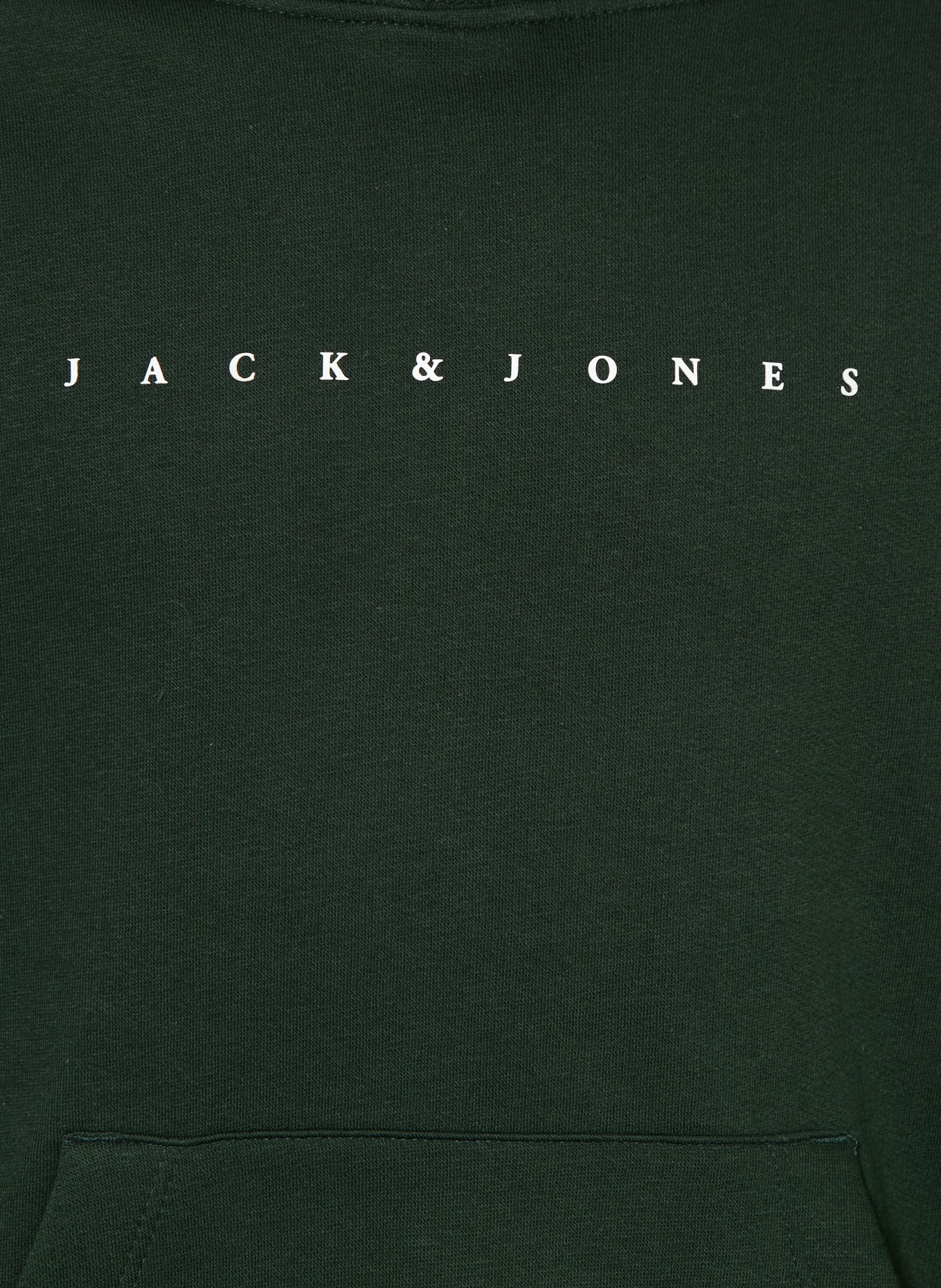 JACK&JONES Mikina s kapucí: TMAVĚ ZELENÁ / BÍLÁ