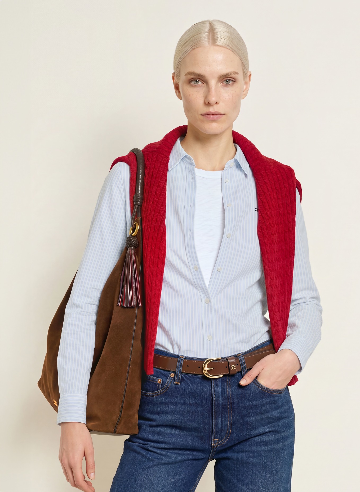 TOMMY HILFIGER Hemdbluse aus Piqué: WEISS / HELLBLAU