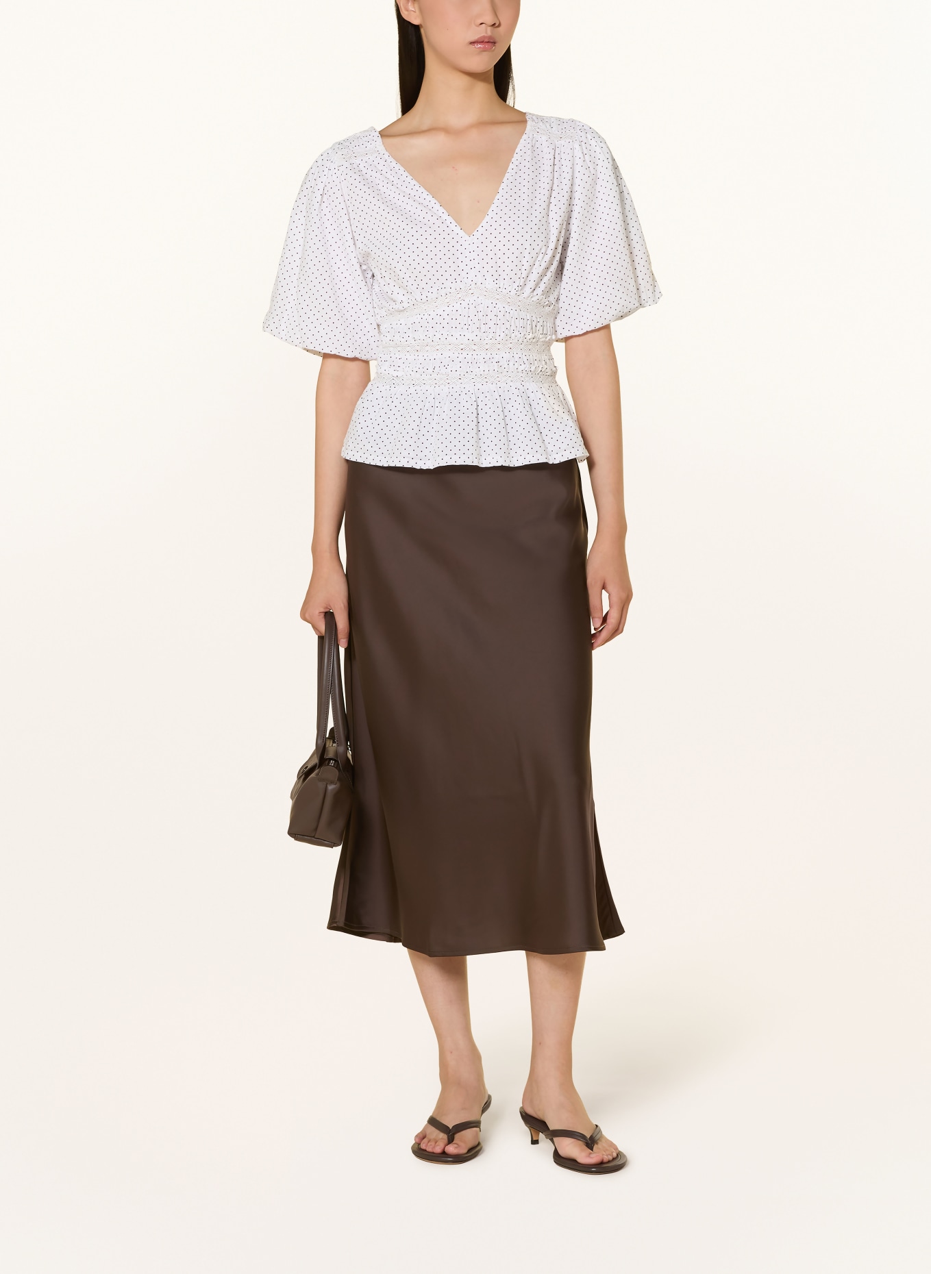 Y.A.S. satijnen rok: MARRON FONCÉ