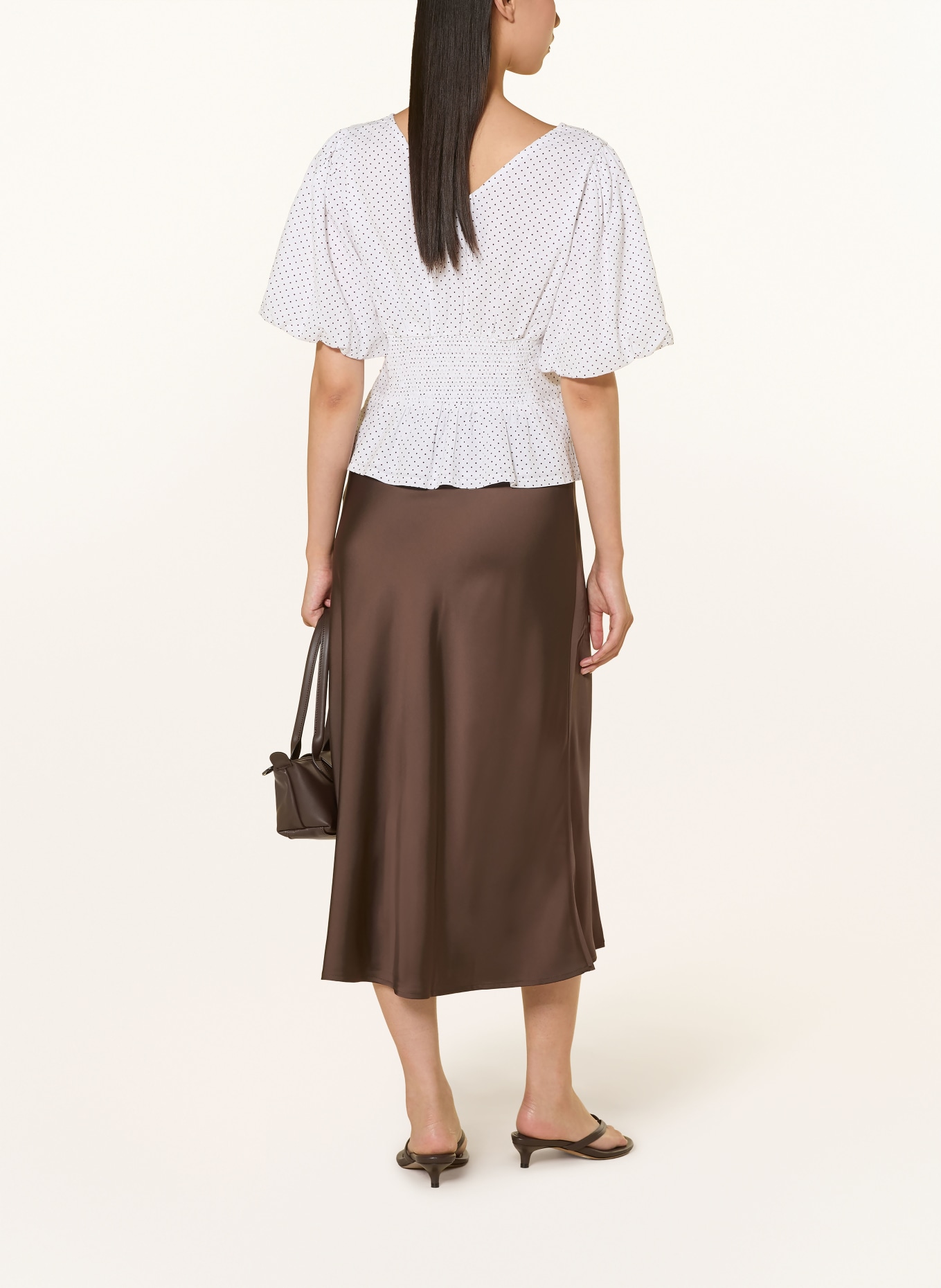 Y.A.S. satijnen rok: MARRON FONCÉ