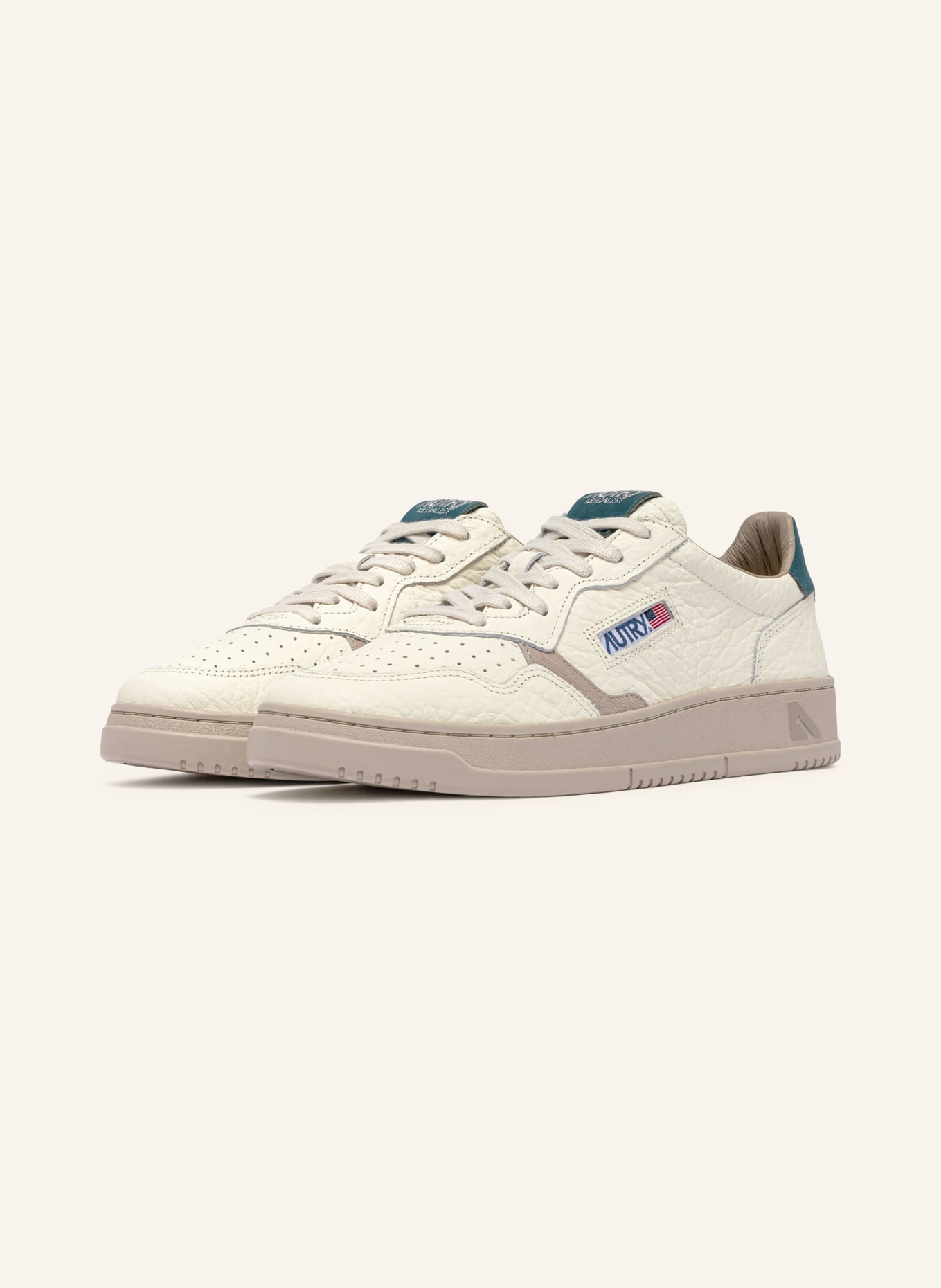 AUTRY Baskets MEDALIST LOW ELEPHANT: BLANC / BEIGE / GROEN
