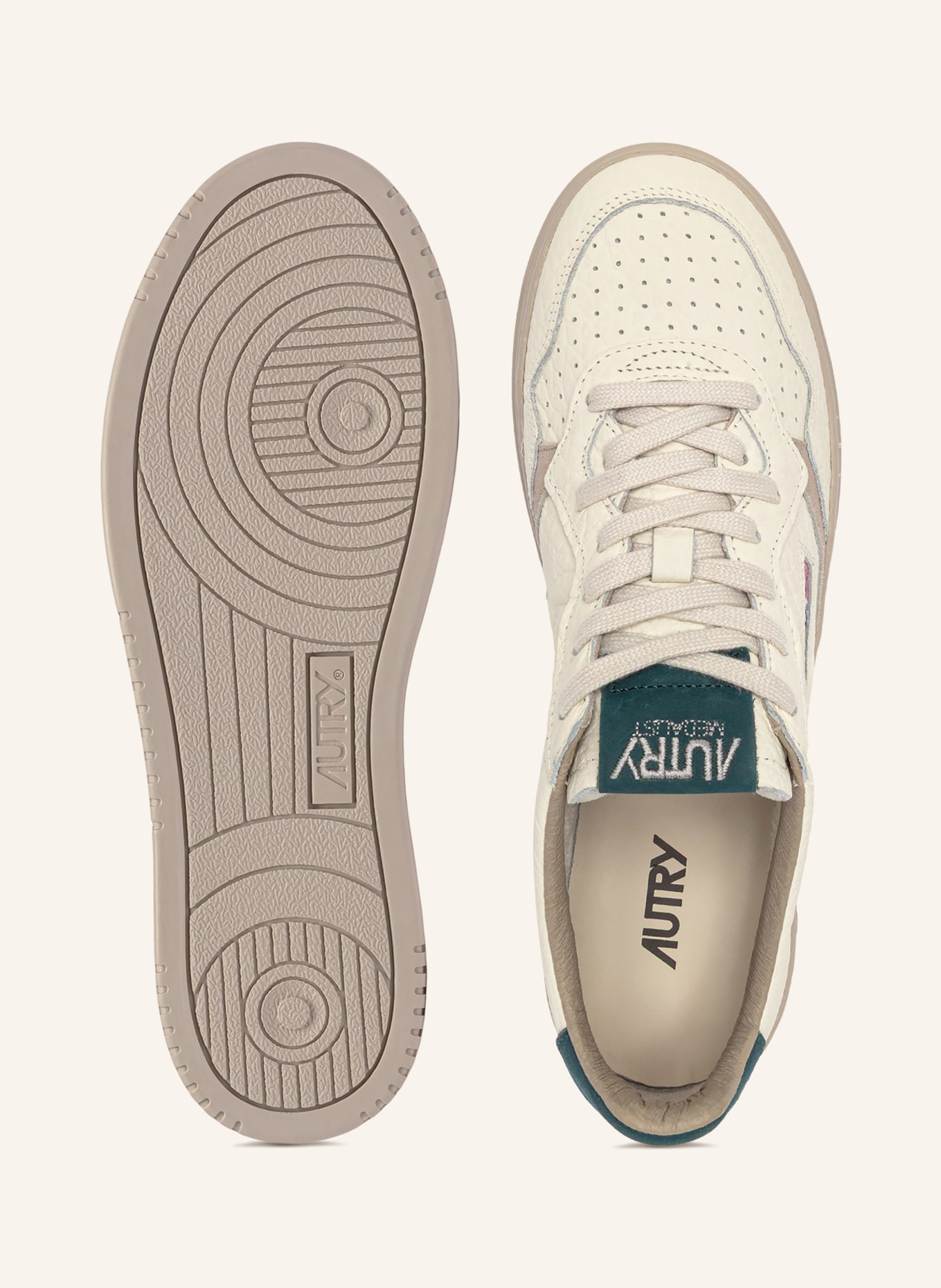 AUTRY Baskets MEDALIST LOW ELEPHANT: BLANC / BEIGE / GROEN