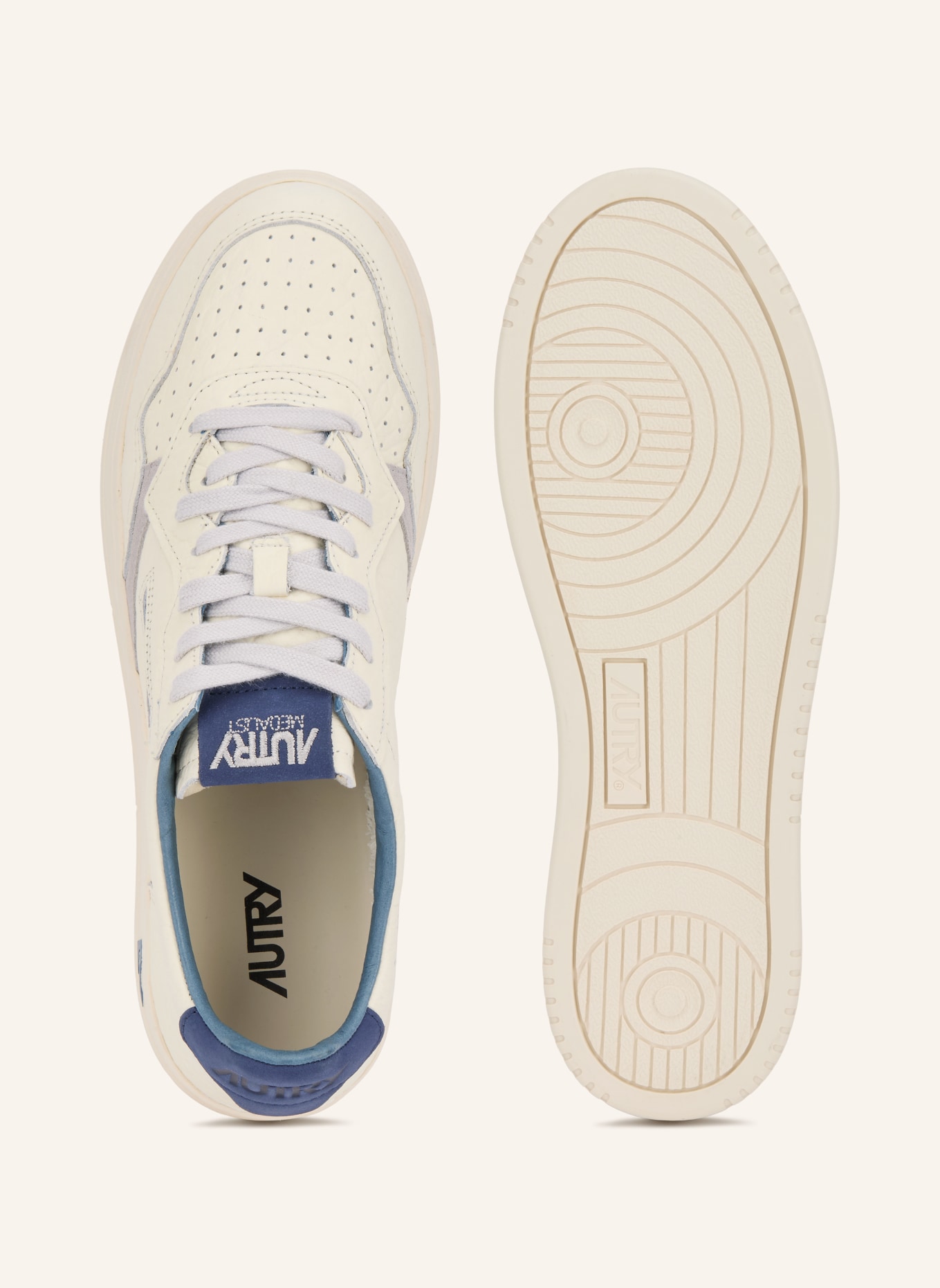 AUTRY Sneaker MEDALIST LOW ELEPHANT: CRÈME / BLAUWGRIJS / BLAUW