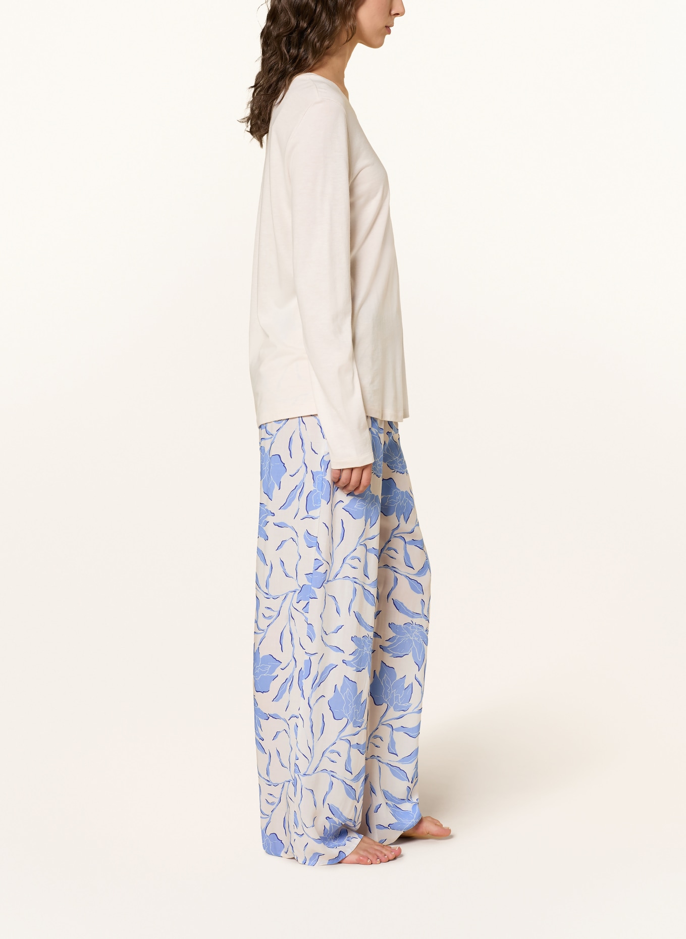 HANRO Pantalon lounge SLEEP &amp; LOUNGE: BLEU CLAIR / BLEU FONCÉ / BLANC