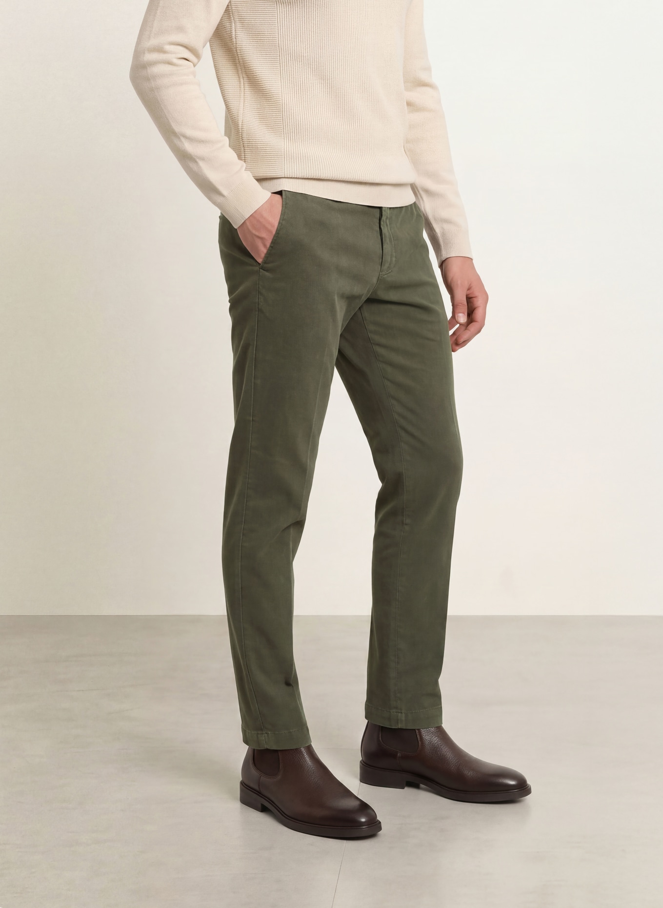 PT TORINO Chino Master Fit: DONKERGROEN