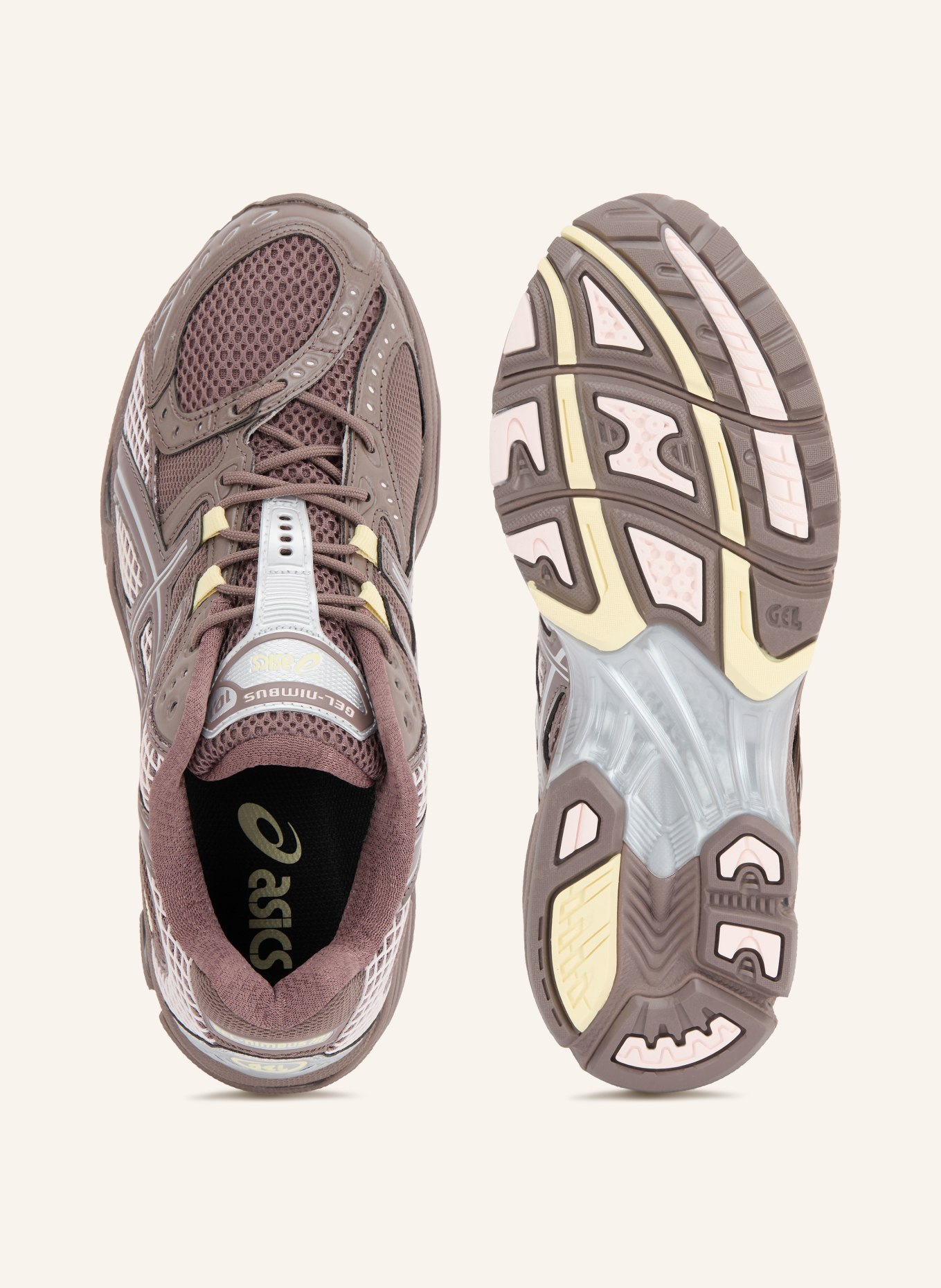 ASICS Sneaker GEL-NIMBUS 10.1: MARRON FONCÉ / ZILVER / ROSE CLAIR