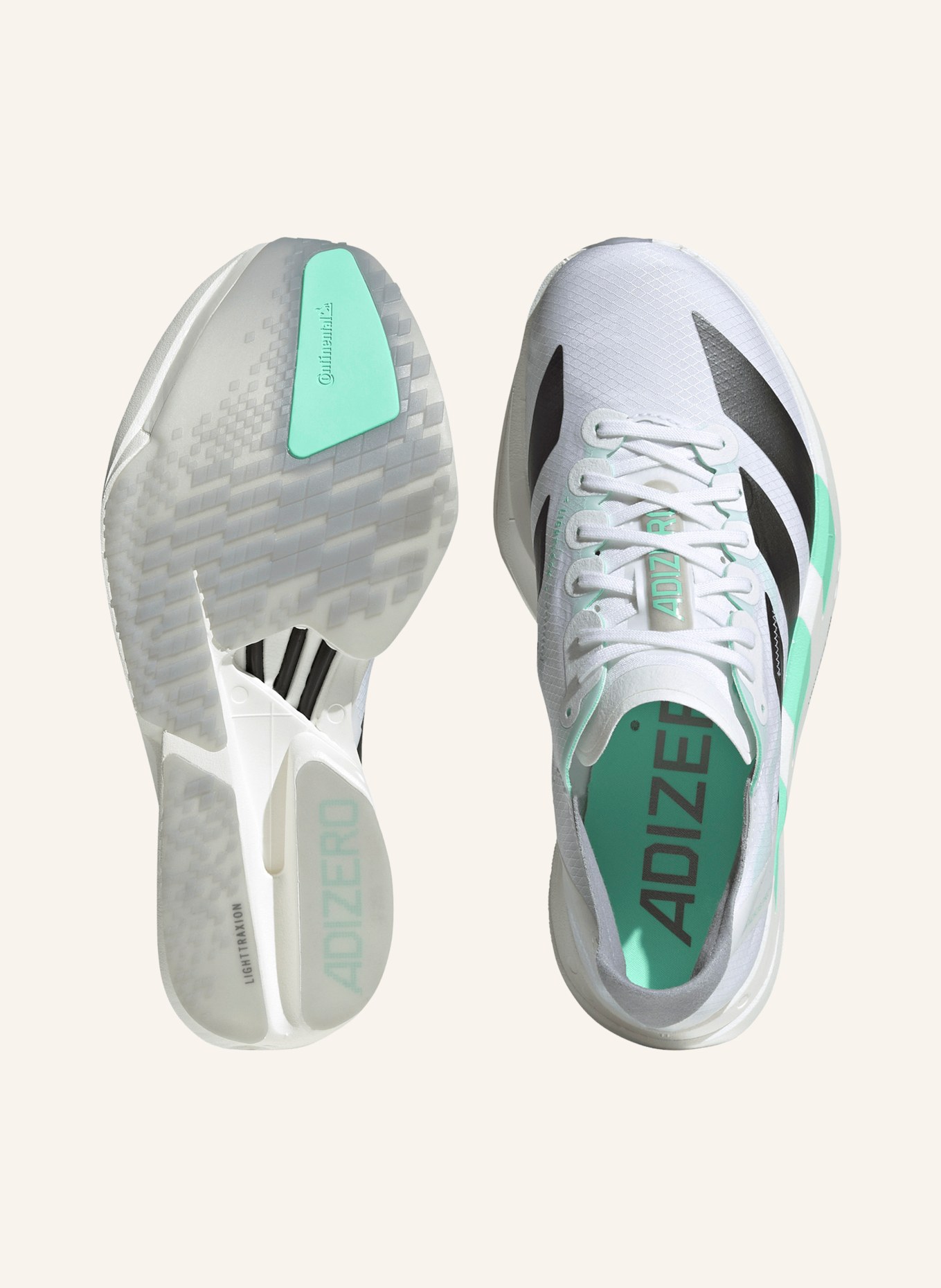 adidas Laufschuhe ADIZERO ADIOS PRO 4: WEISS / DUNKELGRAU / MINT