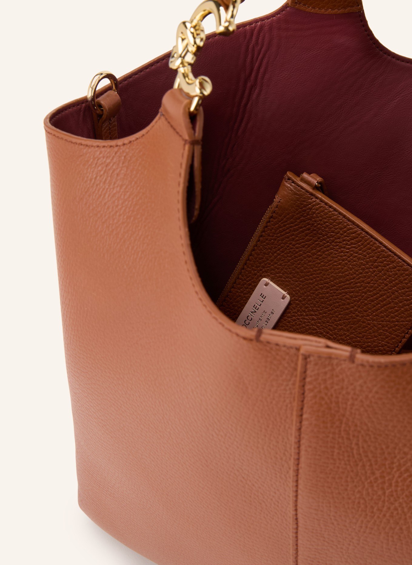 COCCINELLE Sac cabas avec pochette amovible: COGNAC