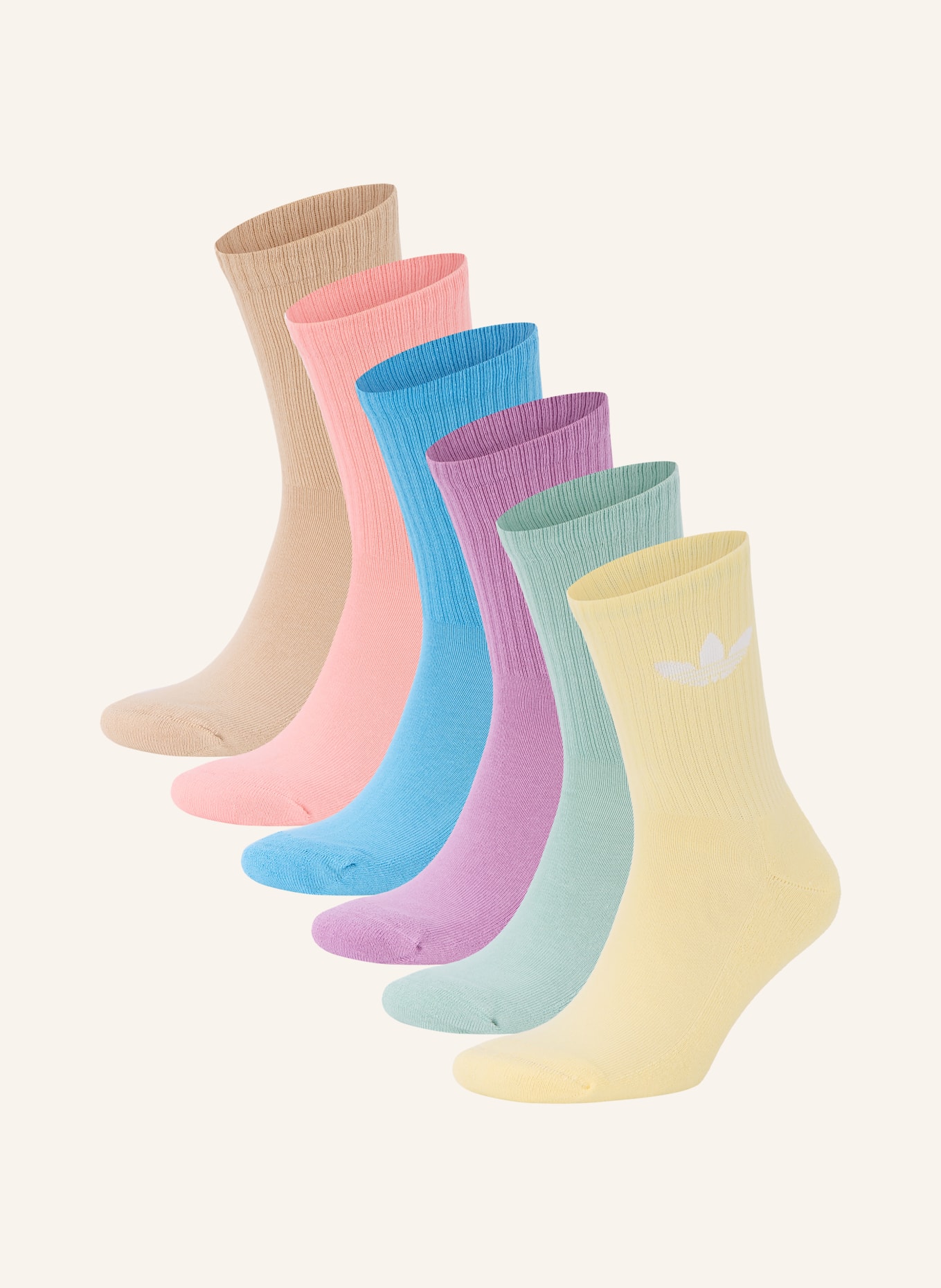 adidas Originals 6-pack sokken TREFOIL CUSHION CREW: LICHTBLAUW / LICHTGEEL / LICHTGROEN
