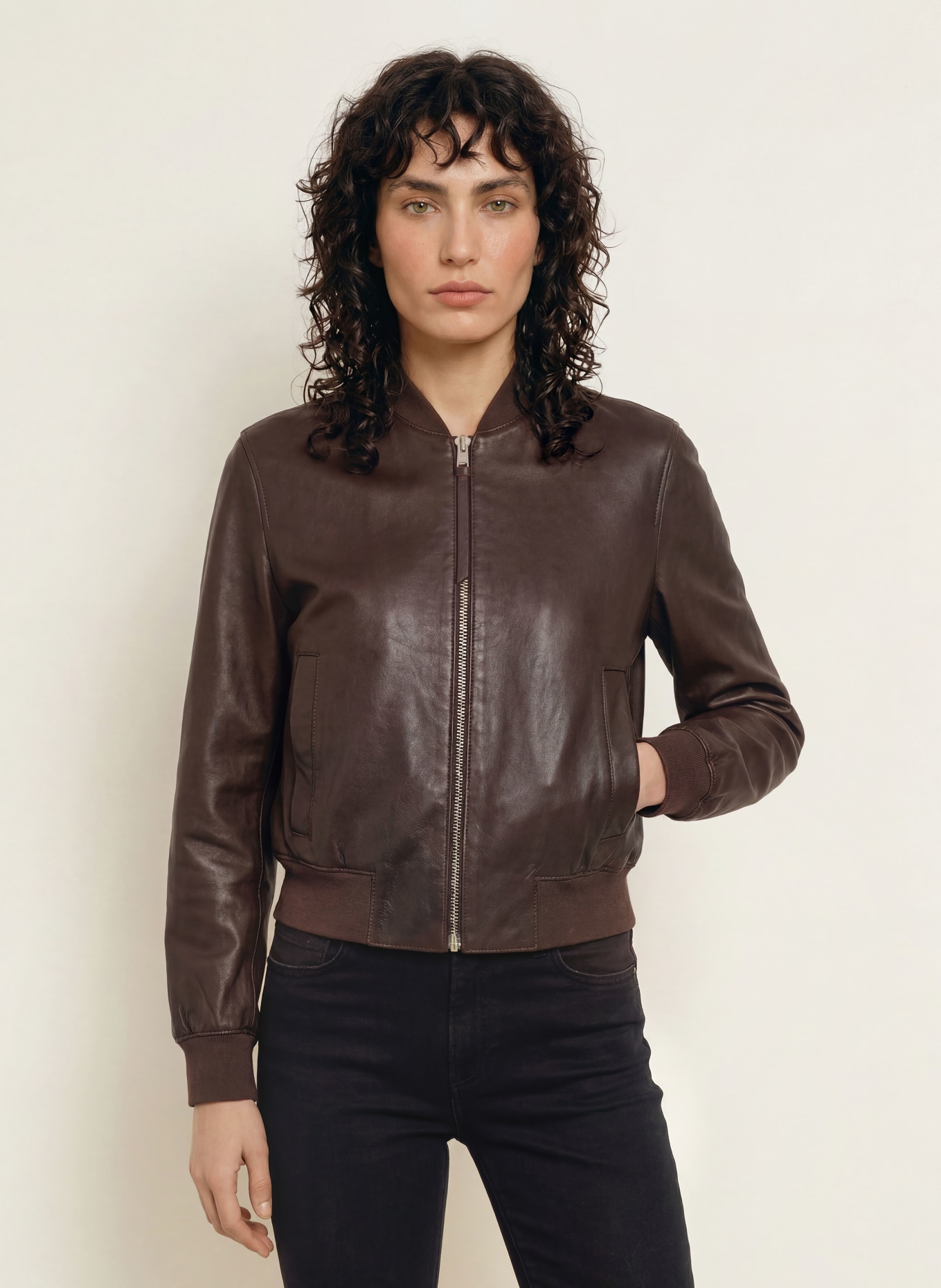 ALLSAINTS Leather bomber jacket ORTEN: BLACK
