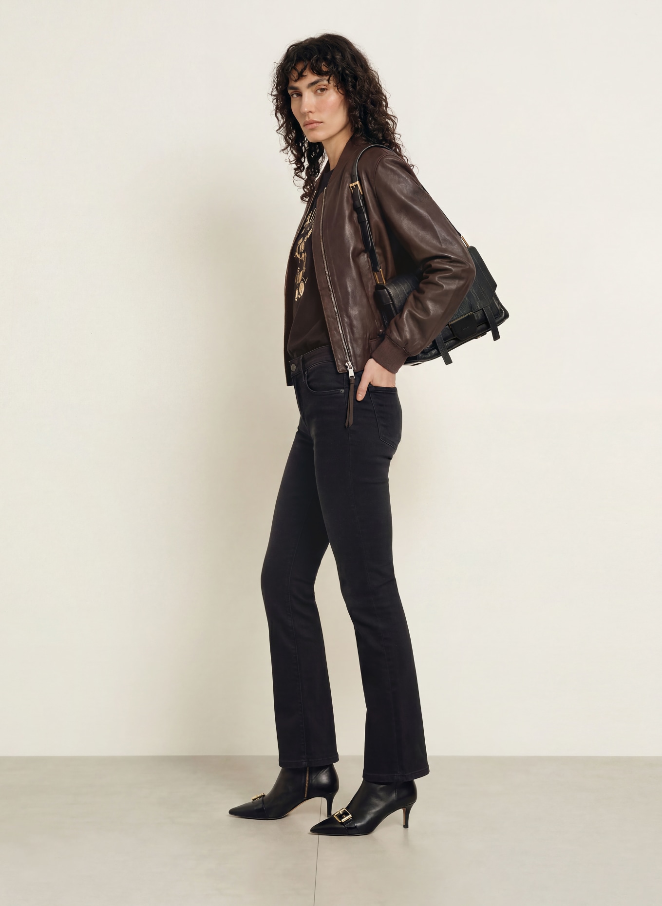 ALLSAINTS Leather bomber jacket ORTEN: BLACK