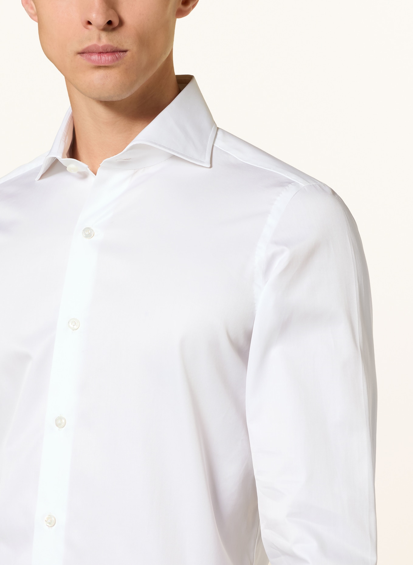 FINAMORE 1925 Shirt NAPOLI TRAVELLER Regular Classic Fit: WHITE