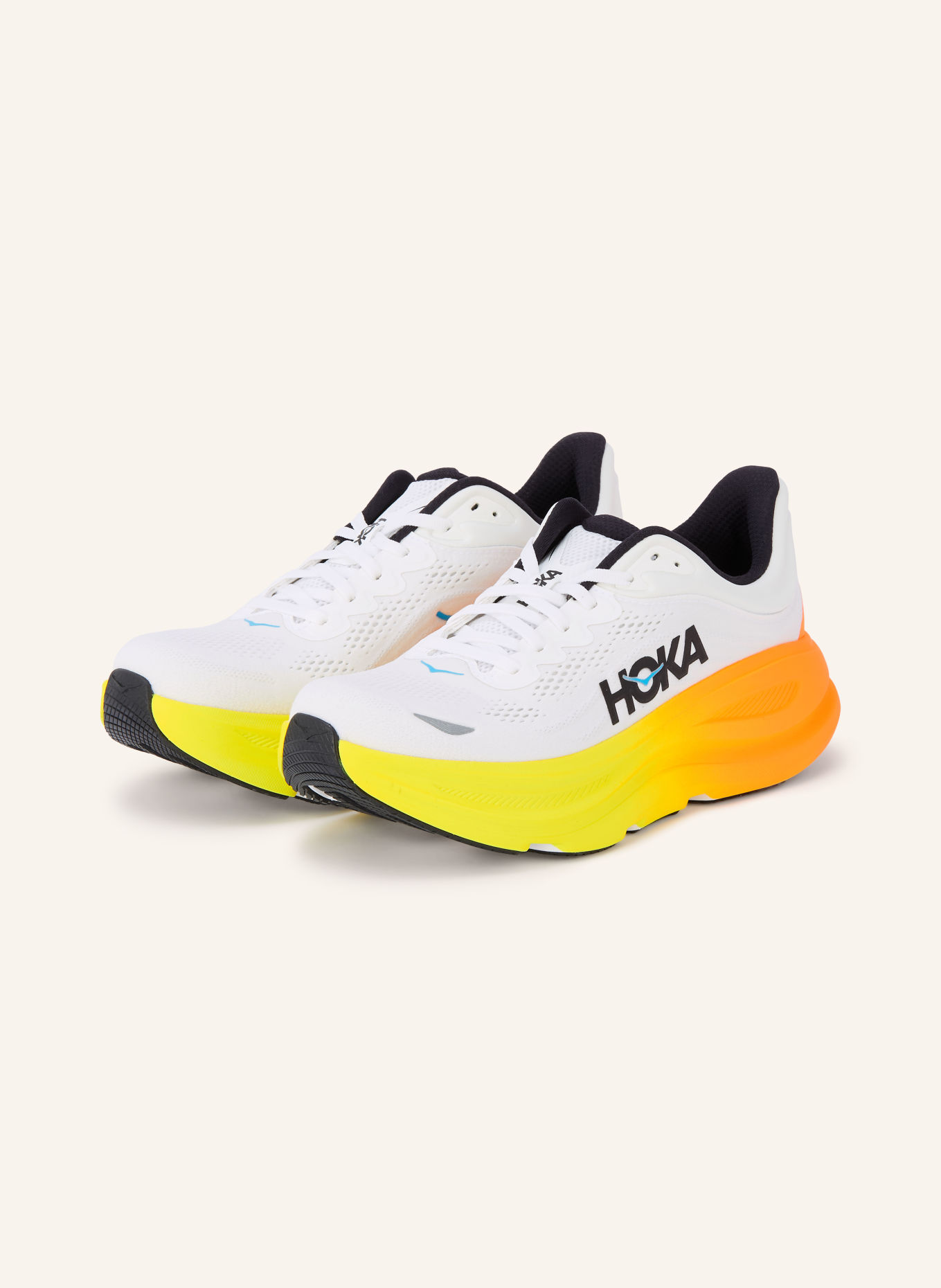 HOKA BONDI 9 running shoes: WHITE / BLUE / BLACK