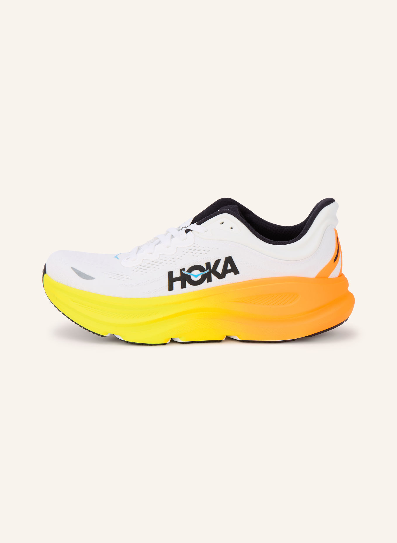 HOKA BONDI 9 running shoes: WHITE / BLUE / BLACK
