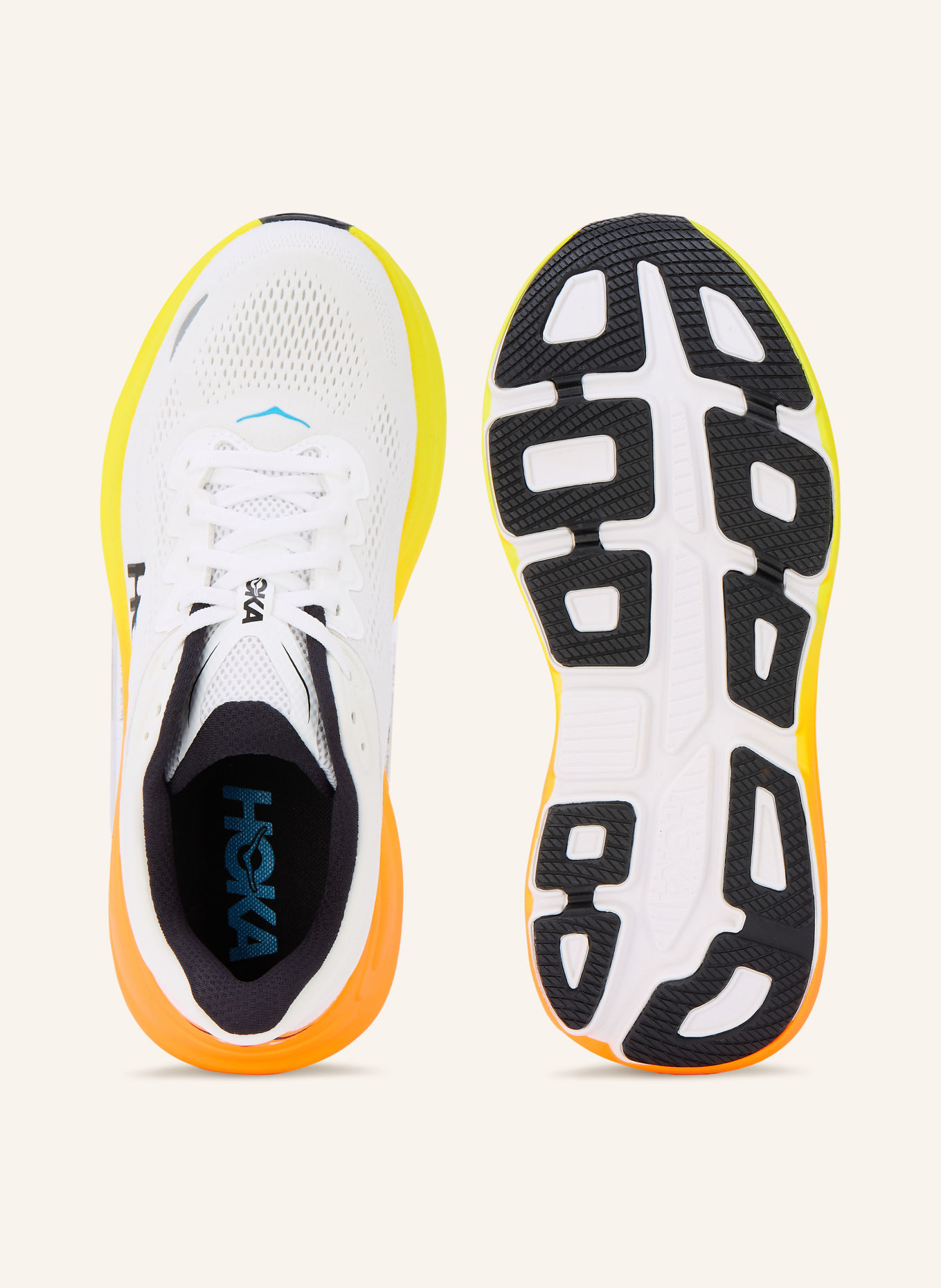 HOKA BONDI 9 running shoes: WHITE / BLUE / BLACK
