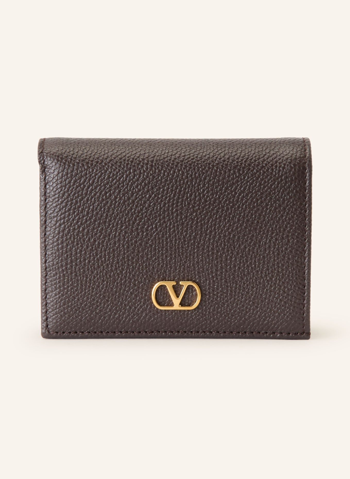 VALENTINO GARAVANI Portemonnee VLOGO SIGNATURE: MARRON FONCÉ / GOUD