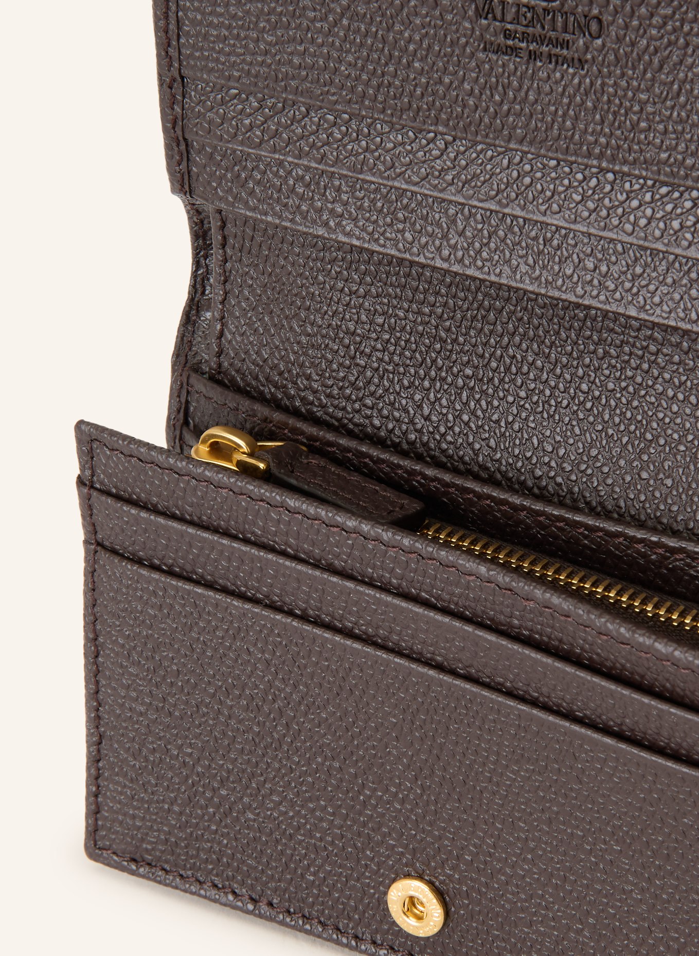 VALENTINO GARAVANI Portemonnee VLOGO SIGNATURE: MARRON FONCÉ / GOUD