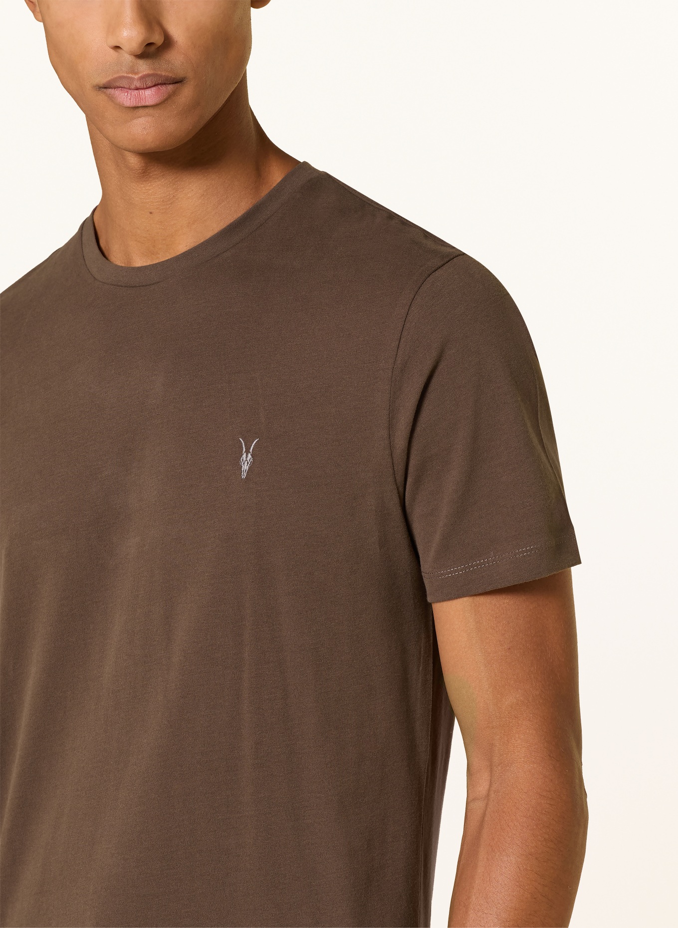ALLSAINTS T-shirt BRACE SS, 3 szt.: CIEMNOBRĄZOWY / KREMOWY / SZAROBRĄZOWY