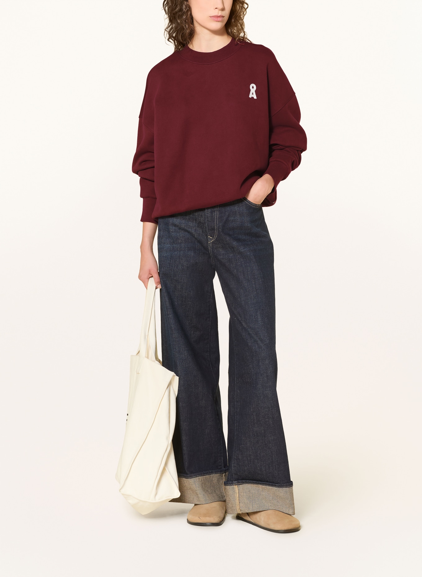 ARMEDANGELS Sweatshirt ALIZAA: DARK RED / CREAM