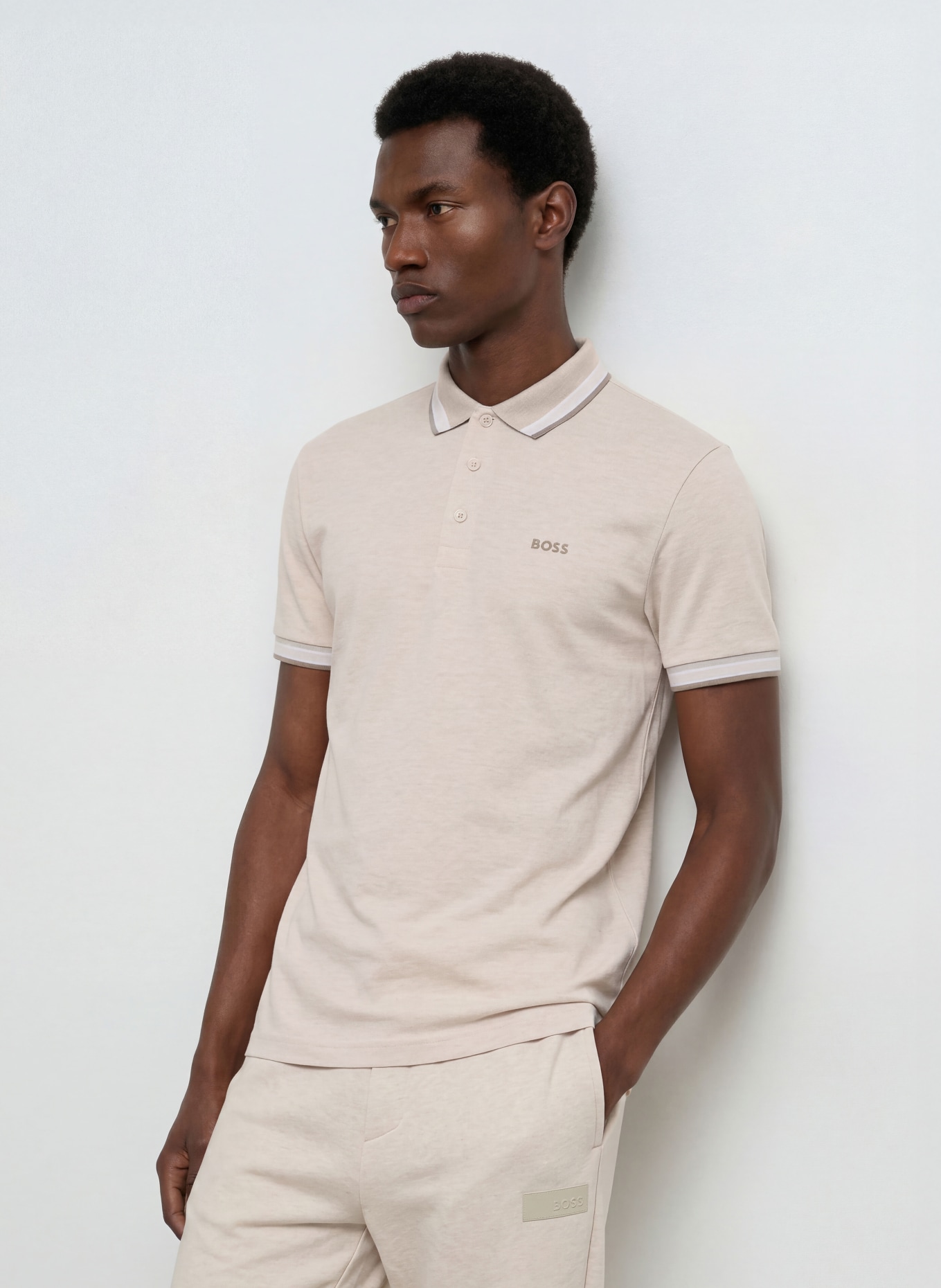 BOSS Pikétröja PADDY CURVED Regular Fit: GRÄDDE