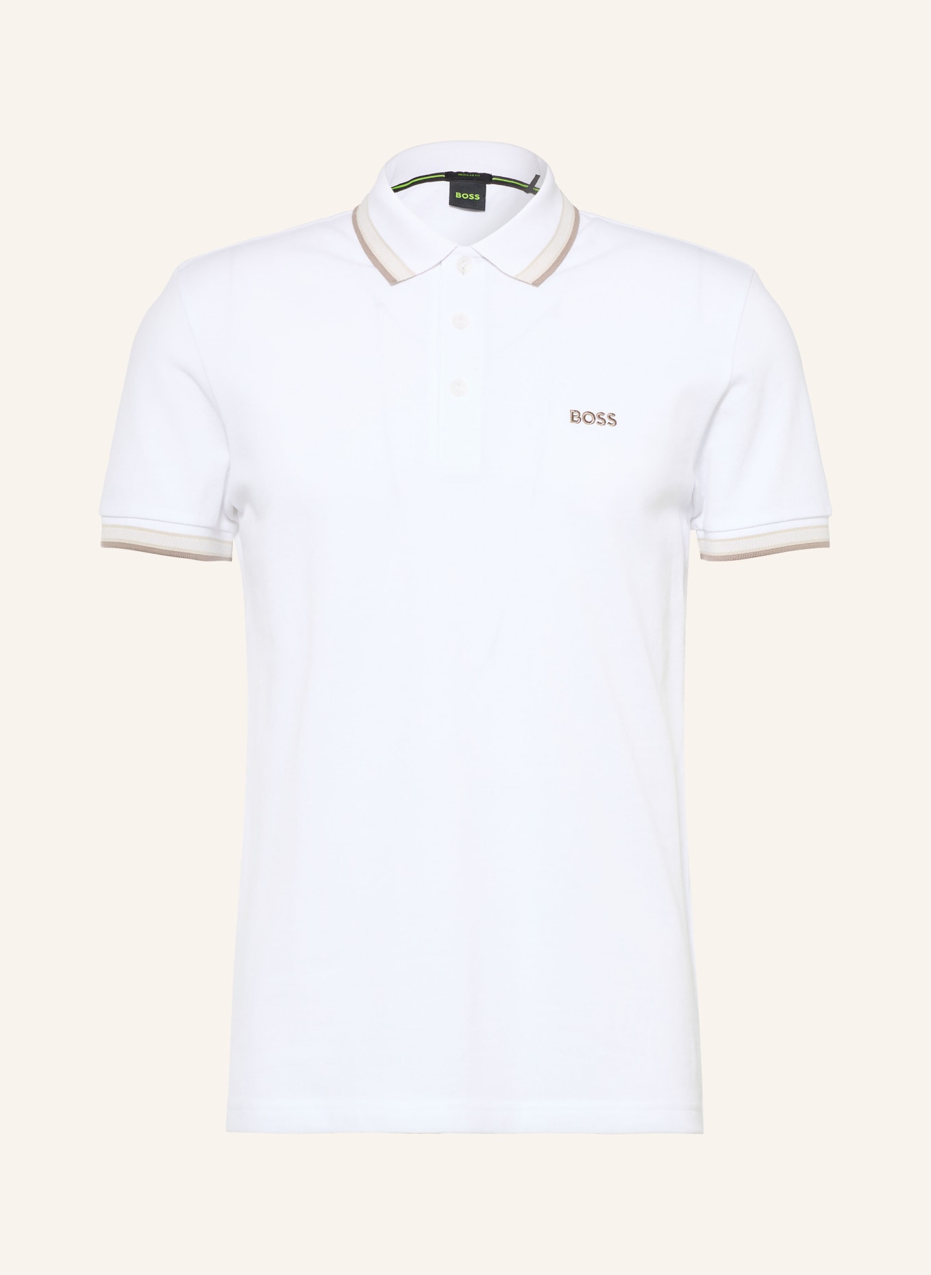 BOSS Piqué poloshirt PADDY CURVED Regular Fit: WIT / BEIGE / GRIJS