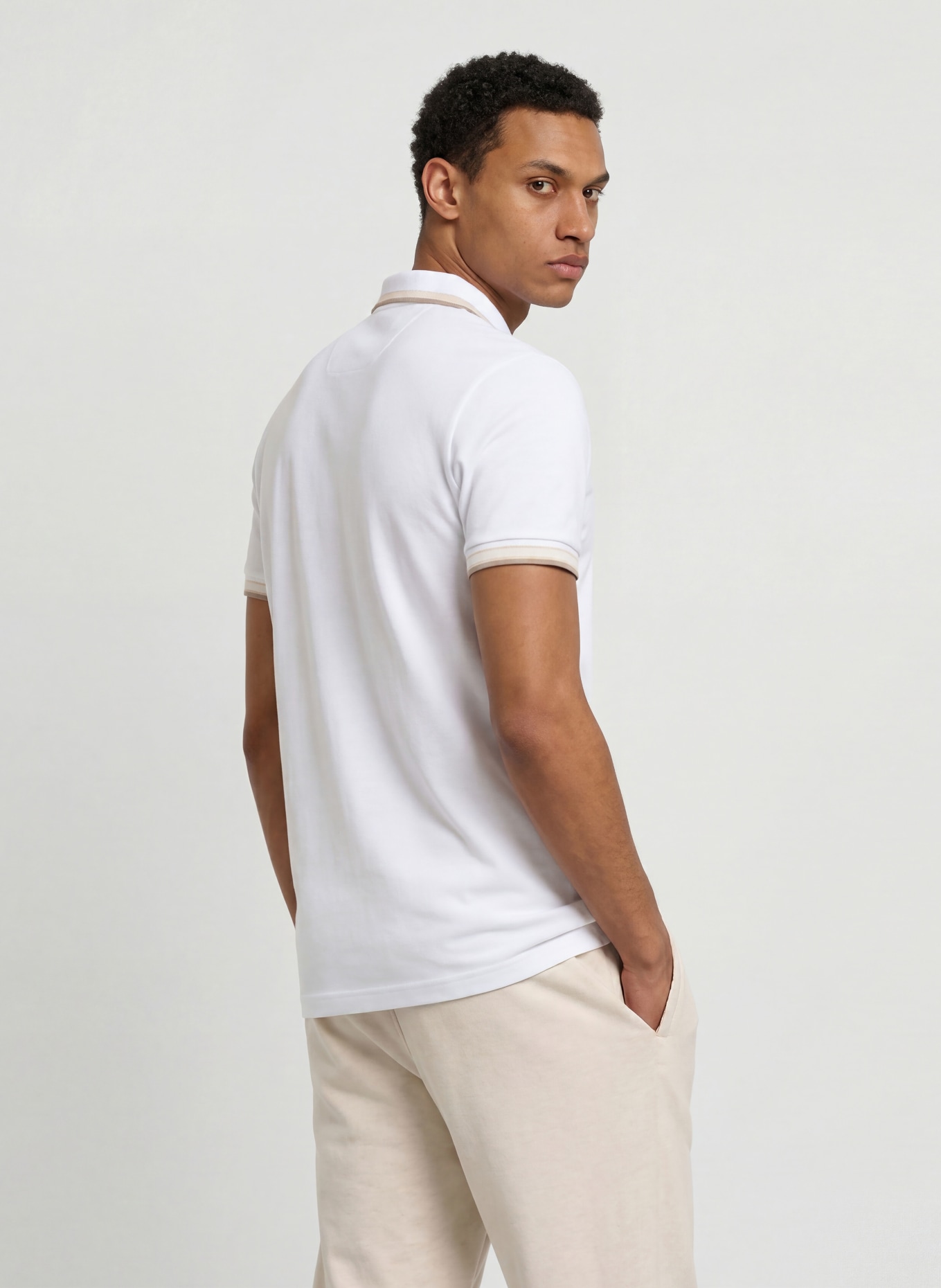 BOSS Piqué poloshirt PADDY CURVED Regular Fit: WIT / BEIGE / GRIJS