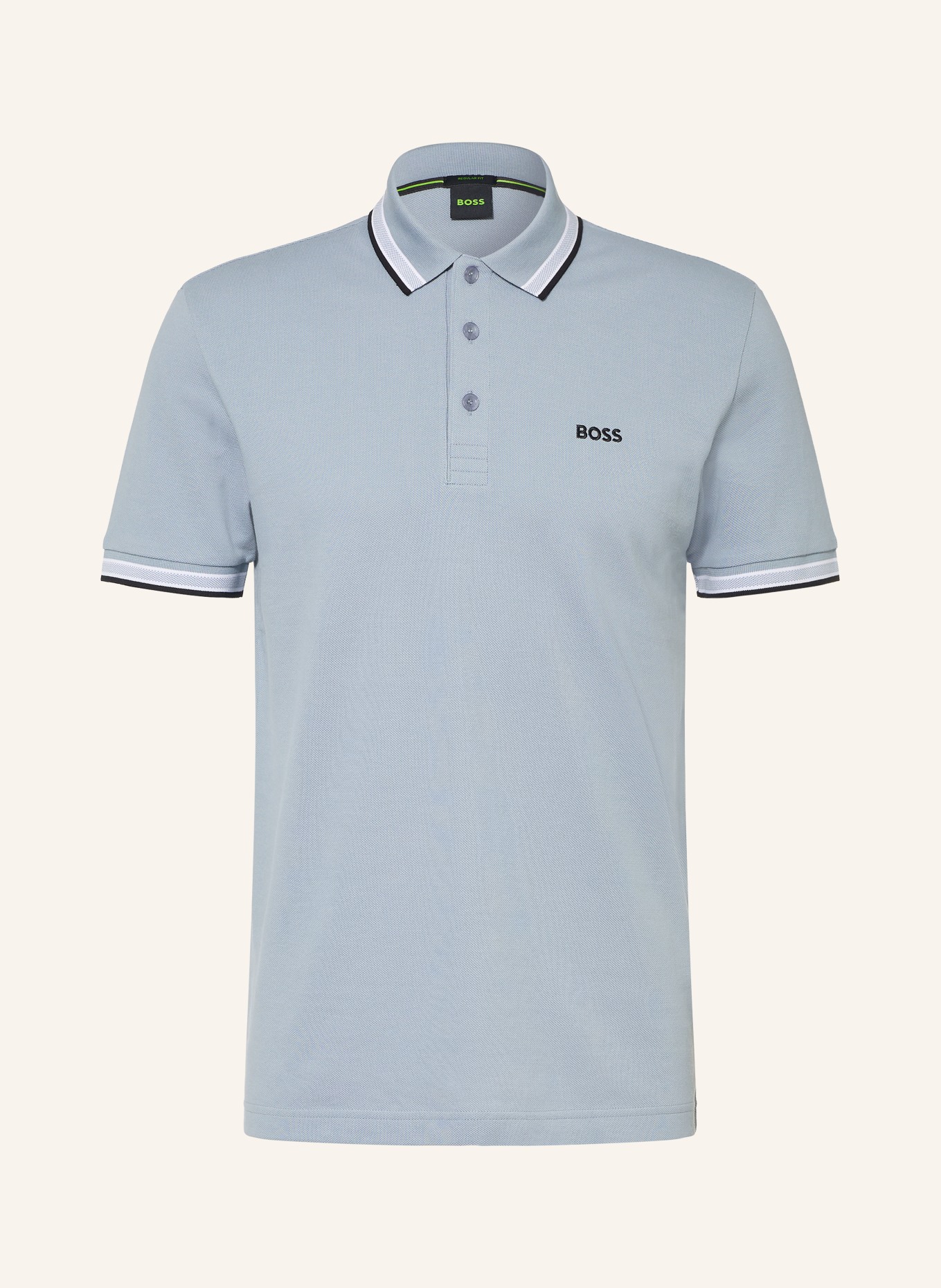BOSS Pikétröja PADDY CURVED Regular Fit: BLÅGRÅ / VIT / SVART