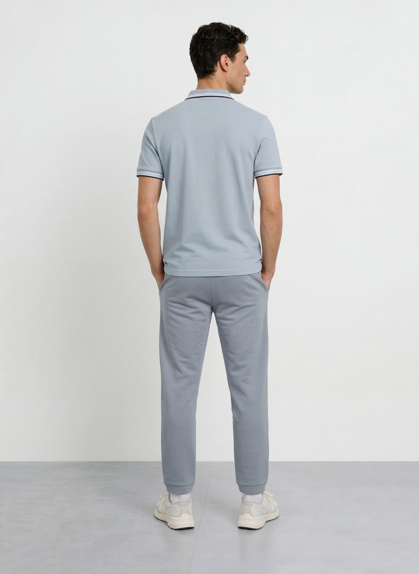 BOSS Pikétröja PADDY CURVED Regular Fit: BLÅGRÅ / VIT / SVART