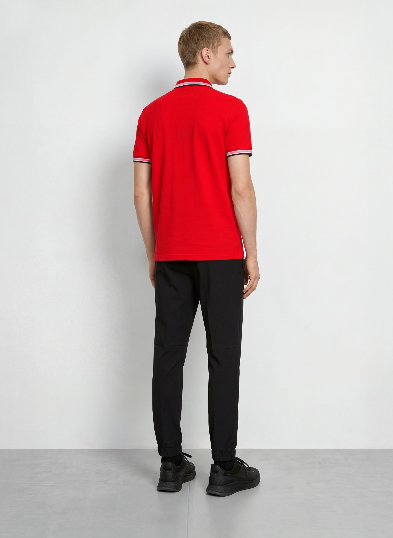 BOSS Pikétröja PADDY CURVED Regular Fit: RÖD / VIT / SVART