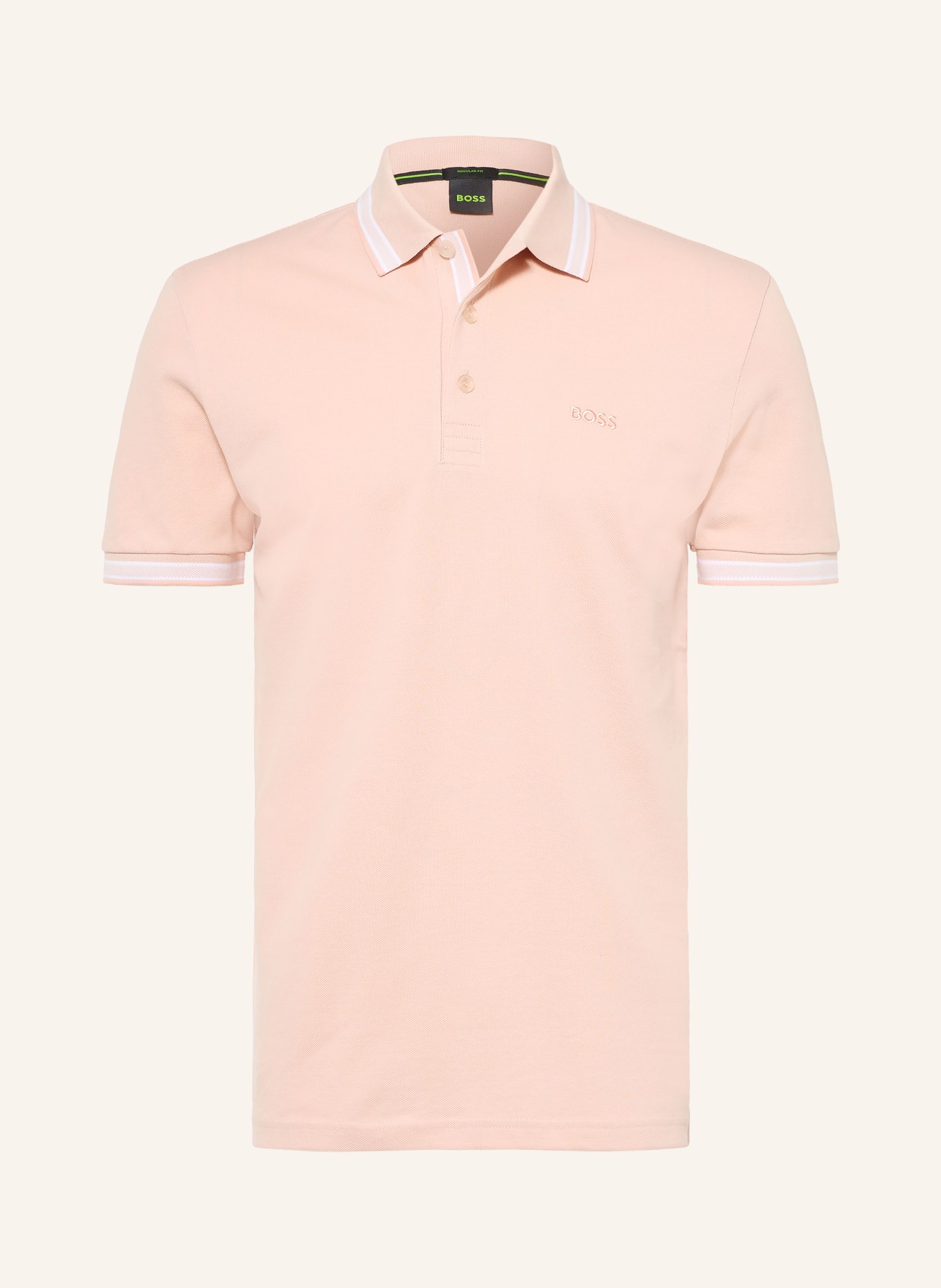 BOSS Piqué poloshirt PADDY CURVED Regular Fit: ROSÉ / WIT