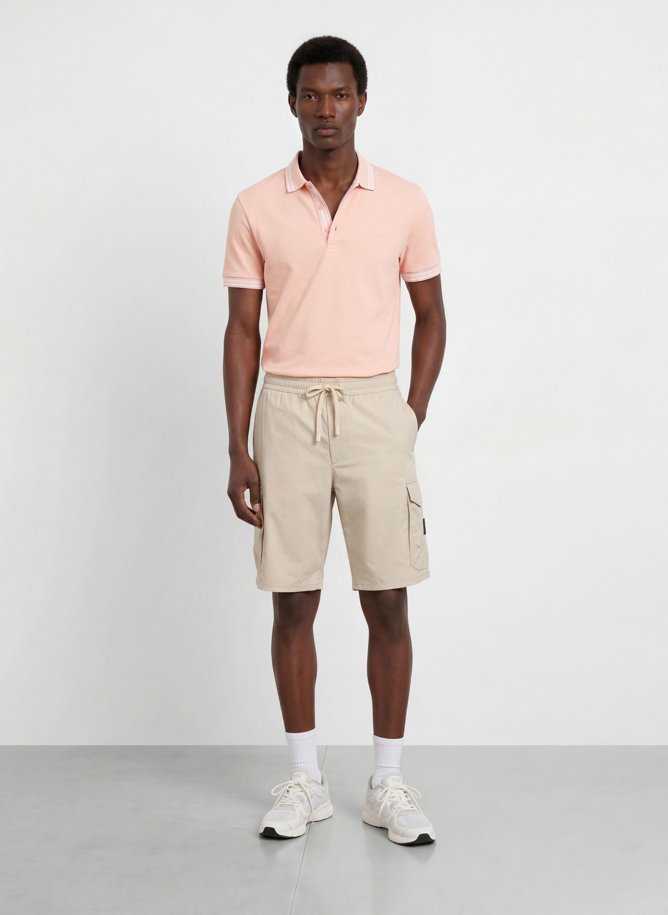 BOSS Piqué poloshirt PADDY CURVED Regular Fit: ROSÉ / WIT