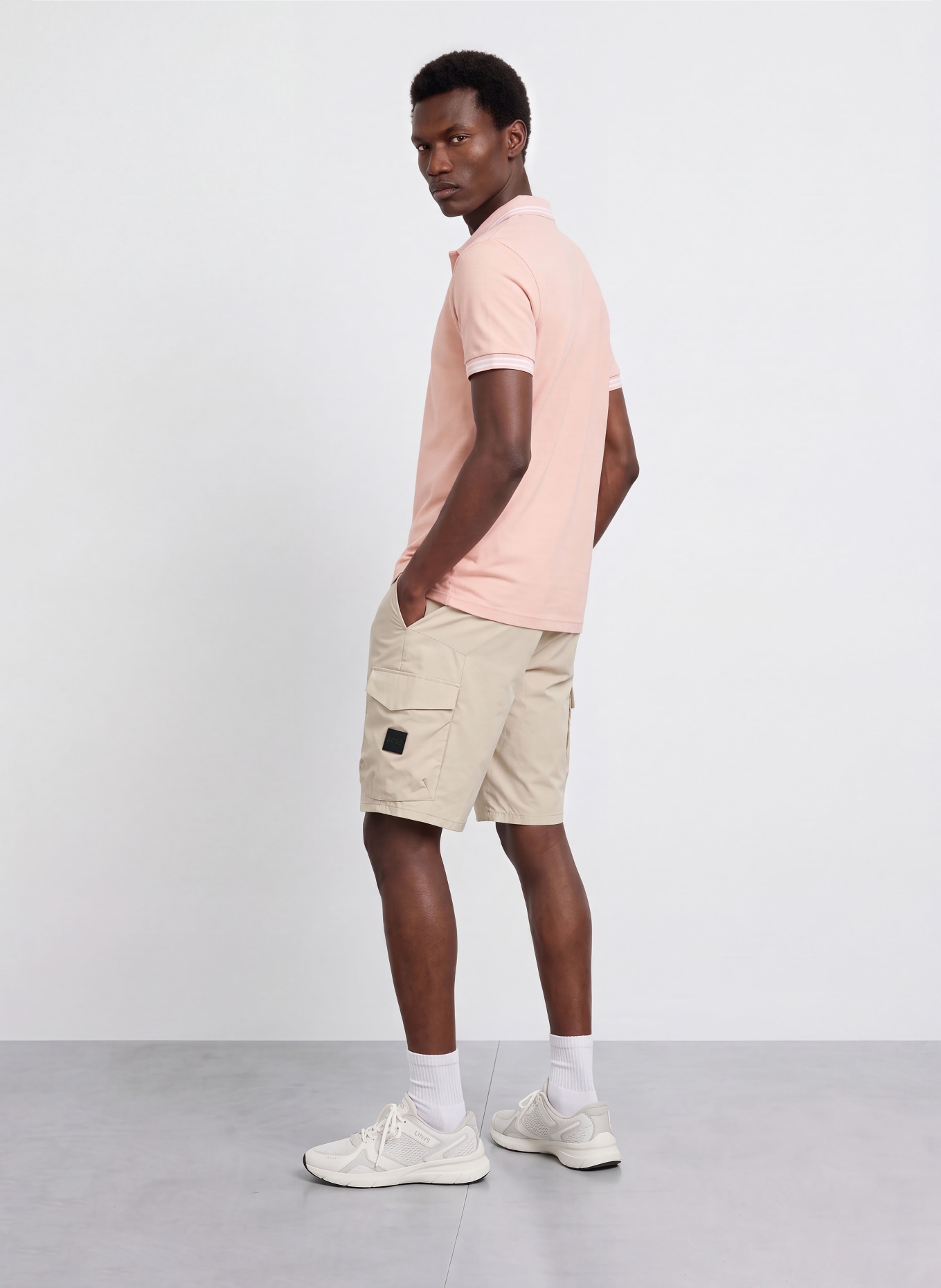 BOSS Piqué poloshirt PADDY CURVED Regular Fit: ROSÉ / WIT