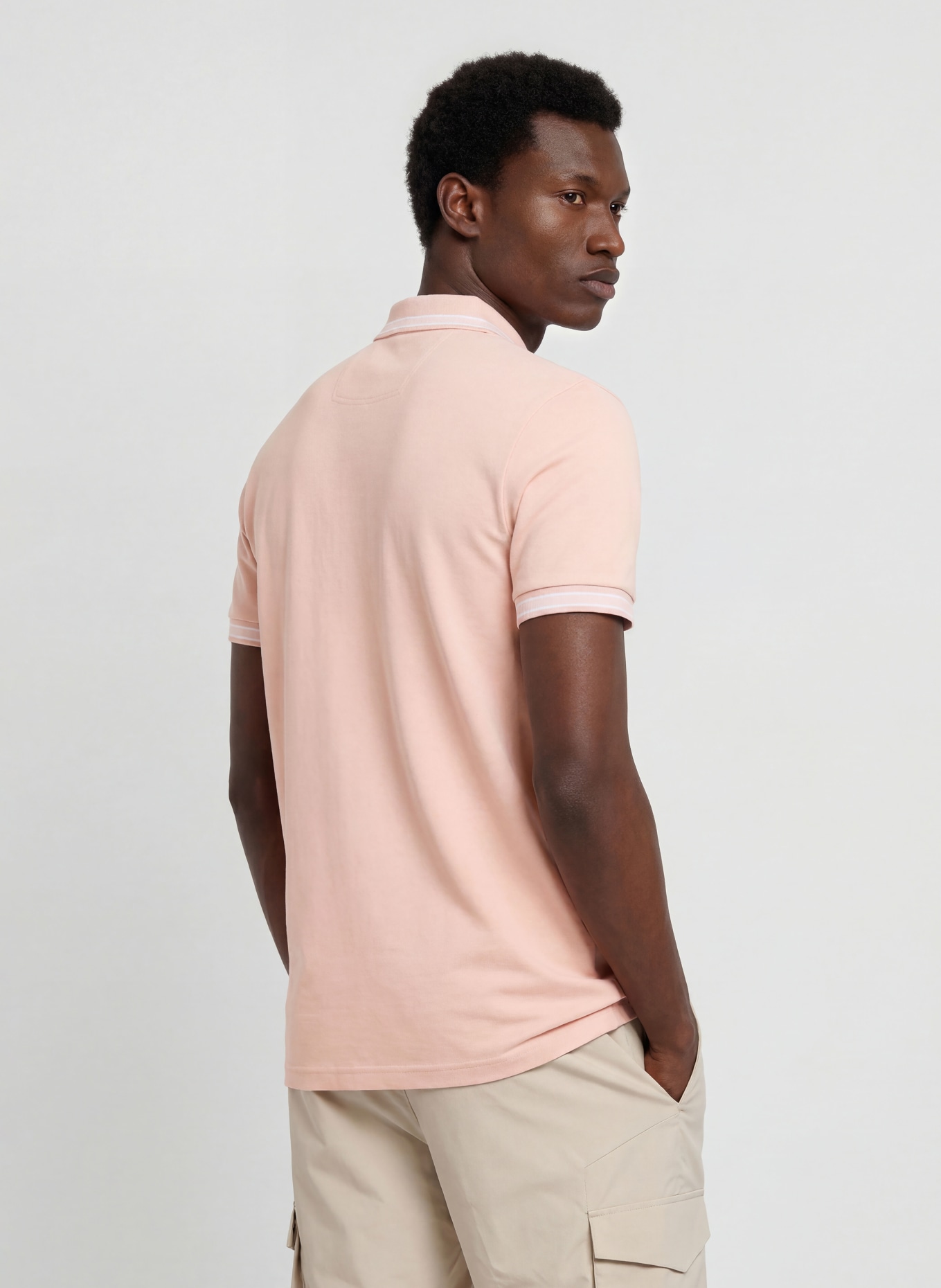 BOSS Piqué poloshirt PADDY CURVED Regular Fit: ROSÉ / WIT